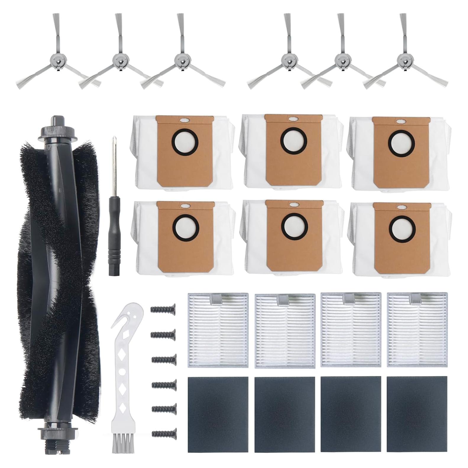 19Pack Replacement Parts Accessories for Eufy L60/L60 Hybrid/L60/L50 Series Robot Vacuums Kit, 1 Main Roller Brush, 4 Hepa Filters, 6 Side Brushes, 6 Dust Bags, 1 Screwdriver, 1 Clean Tool
