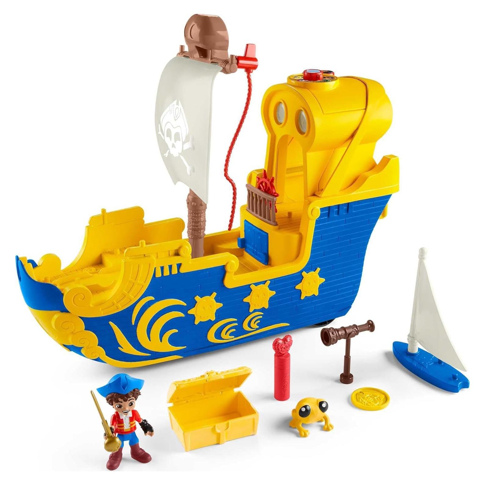 Fisher-Price Preschool Toy Santiago of the Seas Lights & Sounds El Bravo Pirate Ship Playset for Pretend Play Kids Ages 3+ Years