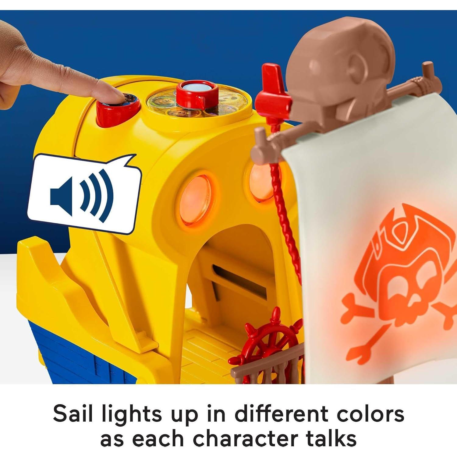 Fisher-Price Preschool Toy Santiago of the Seas Lights & Sounds El Bravo Pirate Ship Playset for Pretend Play Kids Ages 3+ Years