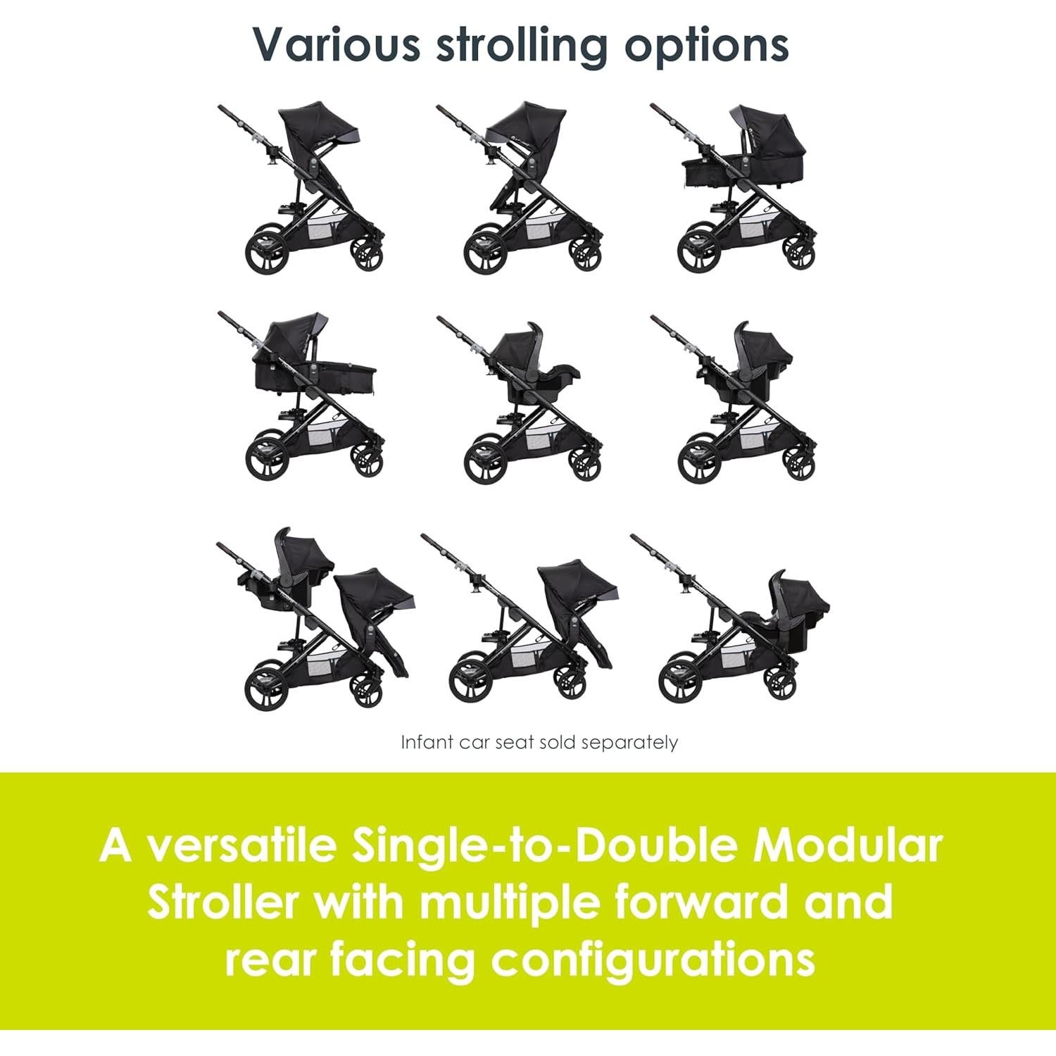 Carriola Modular Baby Trend Morph Doble Ajustable Negro