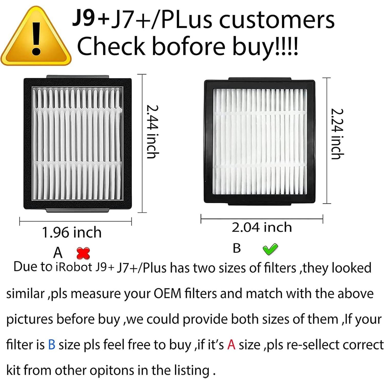 Kit de Repuesto DrAer para iRobot Combo j7 j9 Filtros Tamaño B