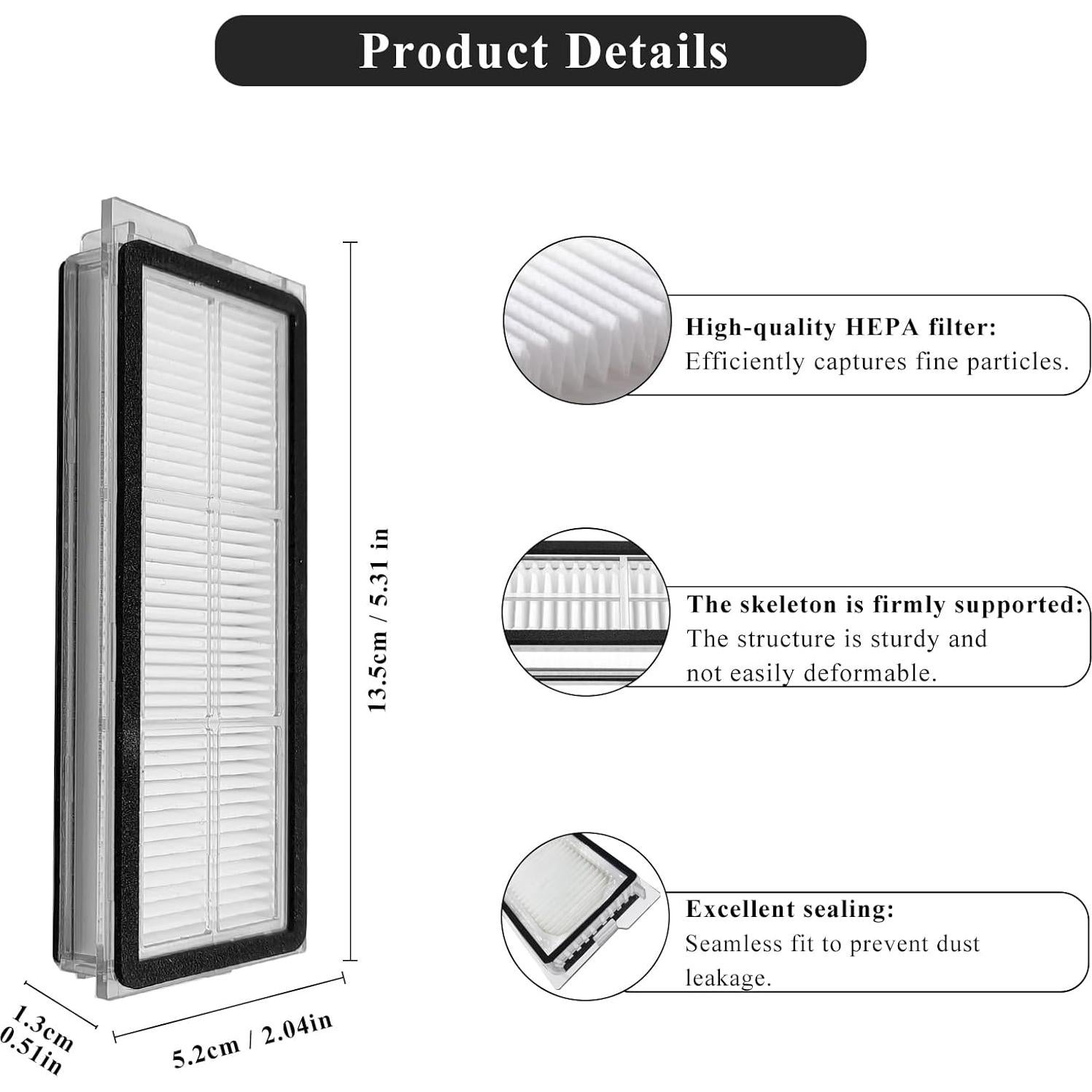 Filtro HEPA Soniicmomo Compatible con Roborock Qrevo - Paquete de 6