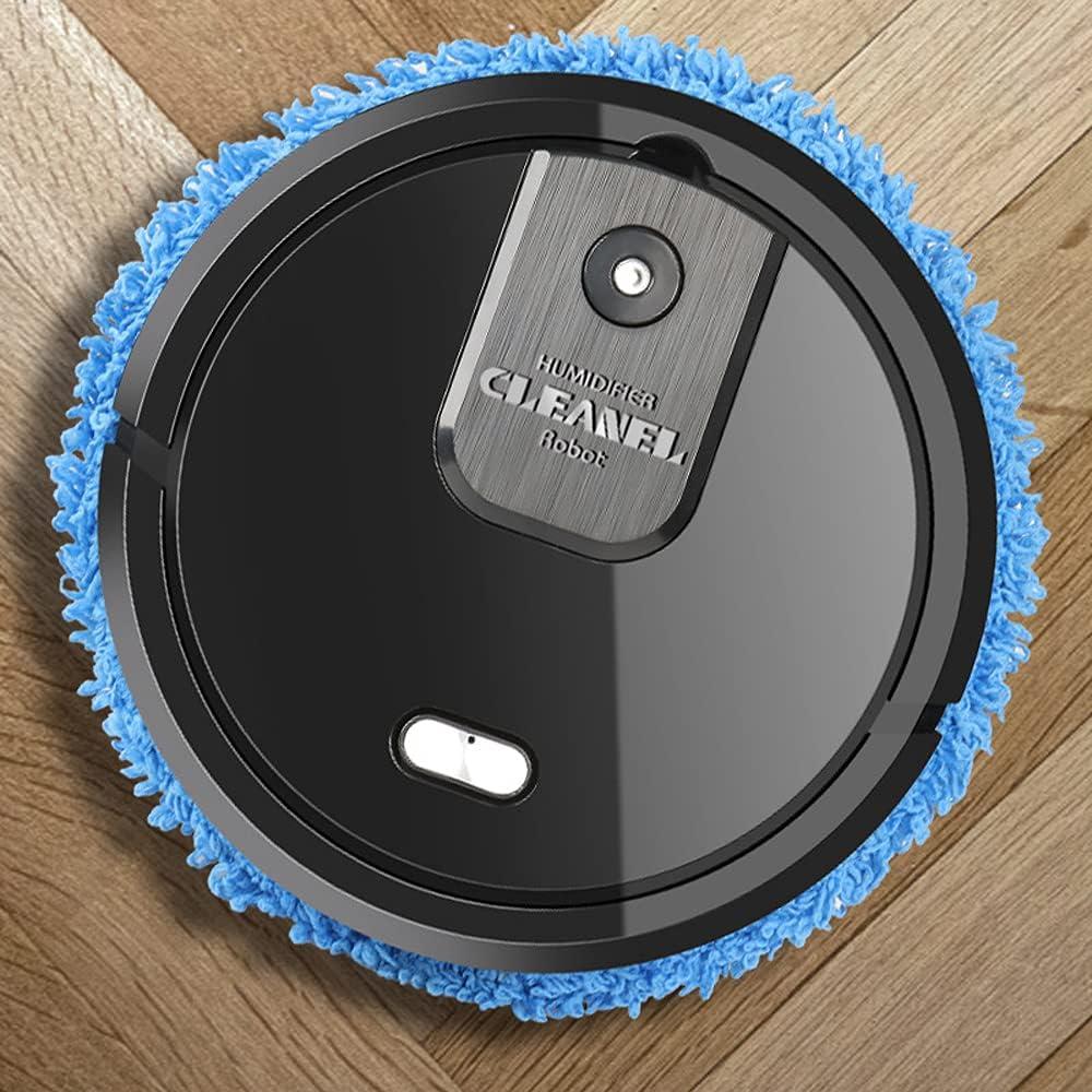 Dry and Wet 3 in 1 Sweeping Robot, Intelligent Sweeping Robot Vacuum Cleaner, Rechargeable Dry and Wet Fully Automatic Mopping Machine for Pet Hair and Mop Cleaner, Hard Floor (Black)