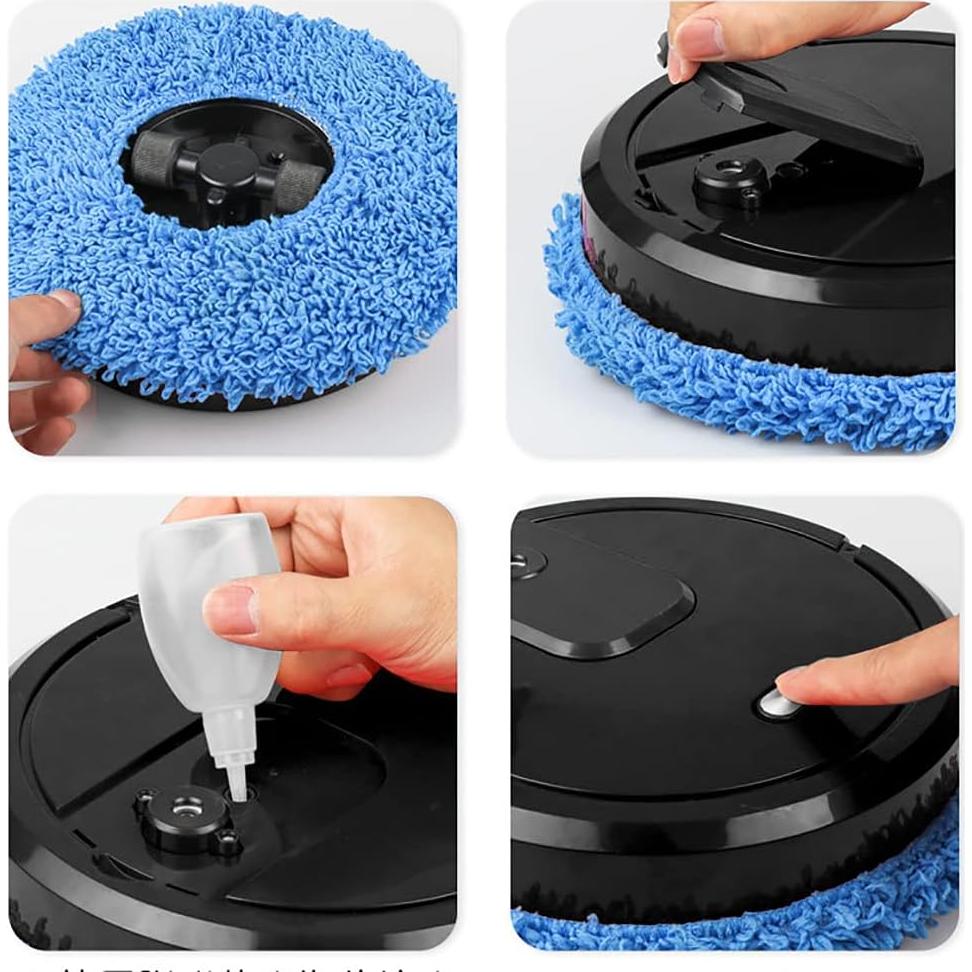 Dry and Wet 3 in 1 Sweeping Robot, Intelligent Sweeping Robot Vacuum Cleaner, Rechargeable Dry and Wet Fully Automatic Mopping Machine for Pet Hair and Mop Cleaner, Hard Floor (Black)