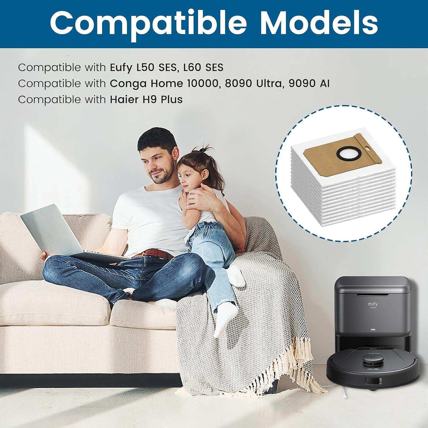 Paquete de 12 bolsas de polvo 2.5L para aspiradora Eufy L50/L60