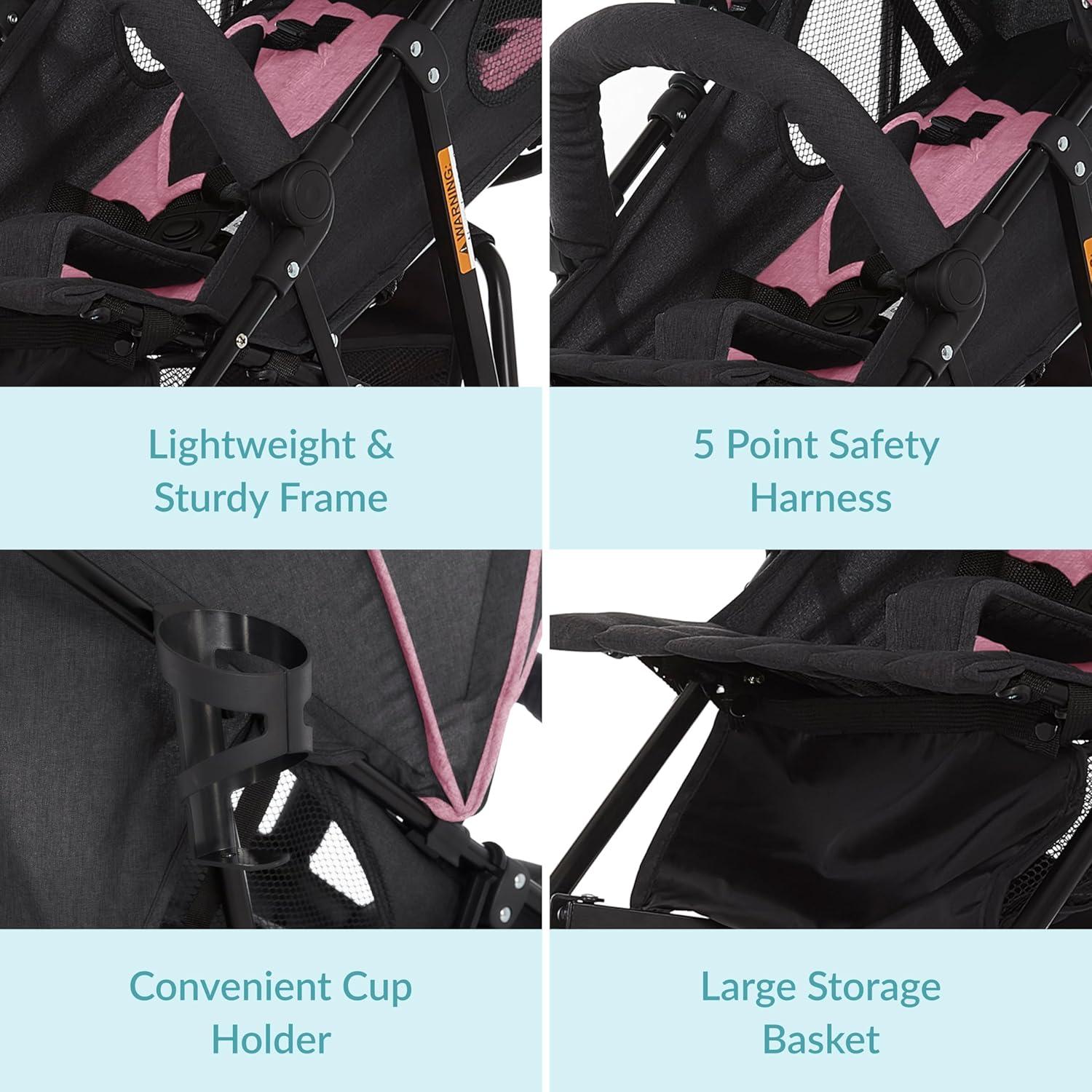 Carrito de bebé Dream On Me Vista Moonwalk Rosa 5 Puntos