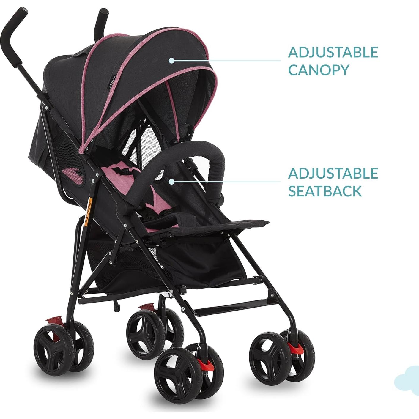 Carrito de bebé Dream On Me Vista Moonwalk Rosa 5 Puntos