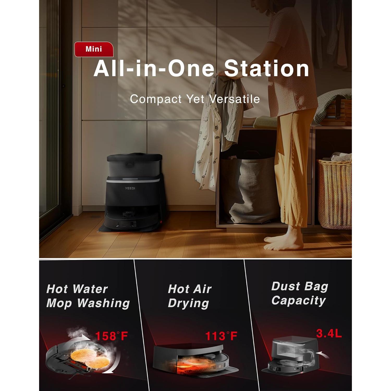 Robot Aspirador Yeedi M12 PRO+ con Solución de Limpieza 1L