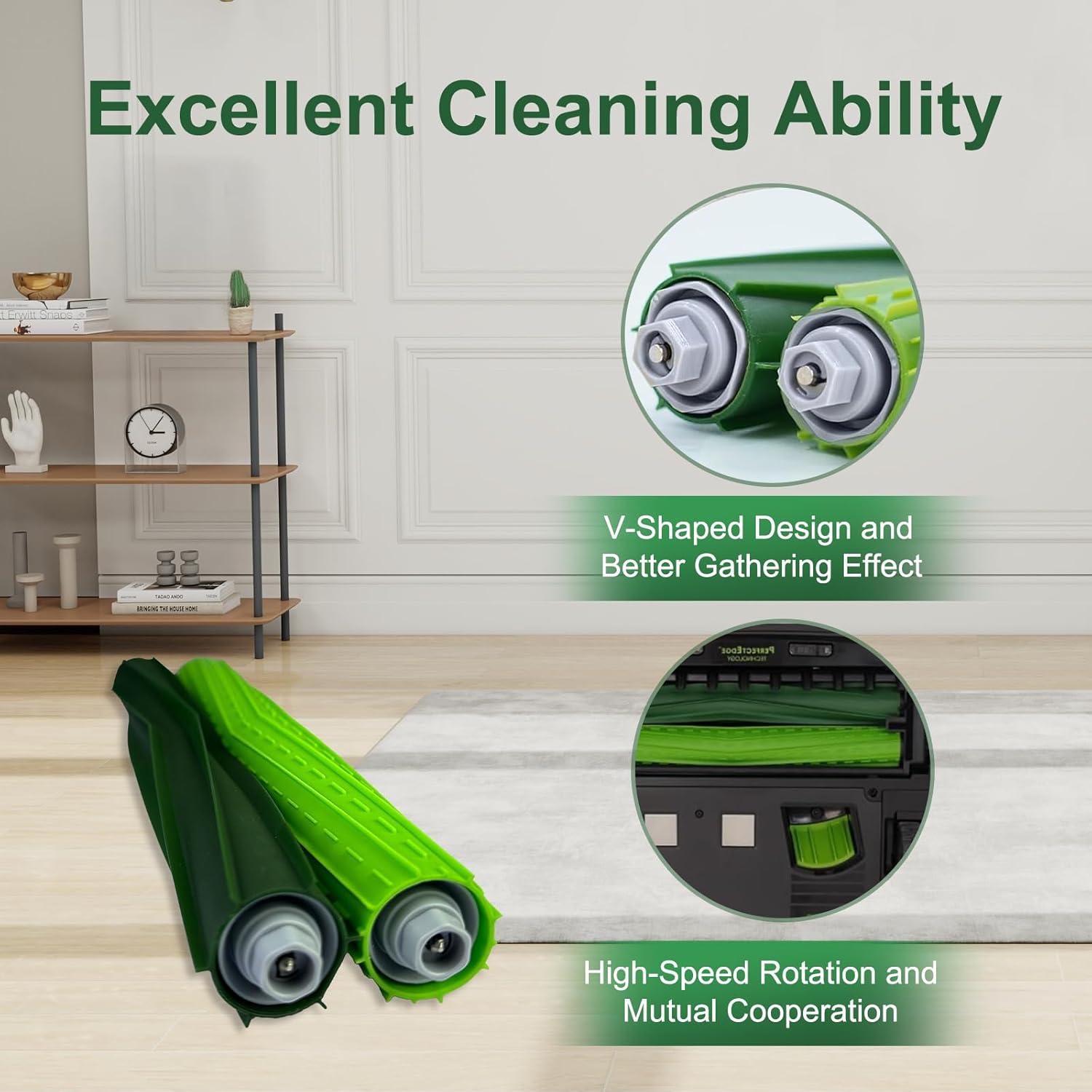 4 Cepillos de Goma Multi-Superficie MIXEAL para iRobot Roomba s9