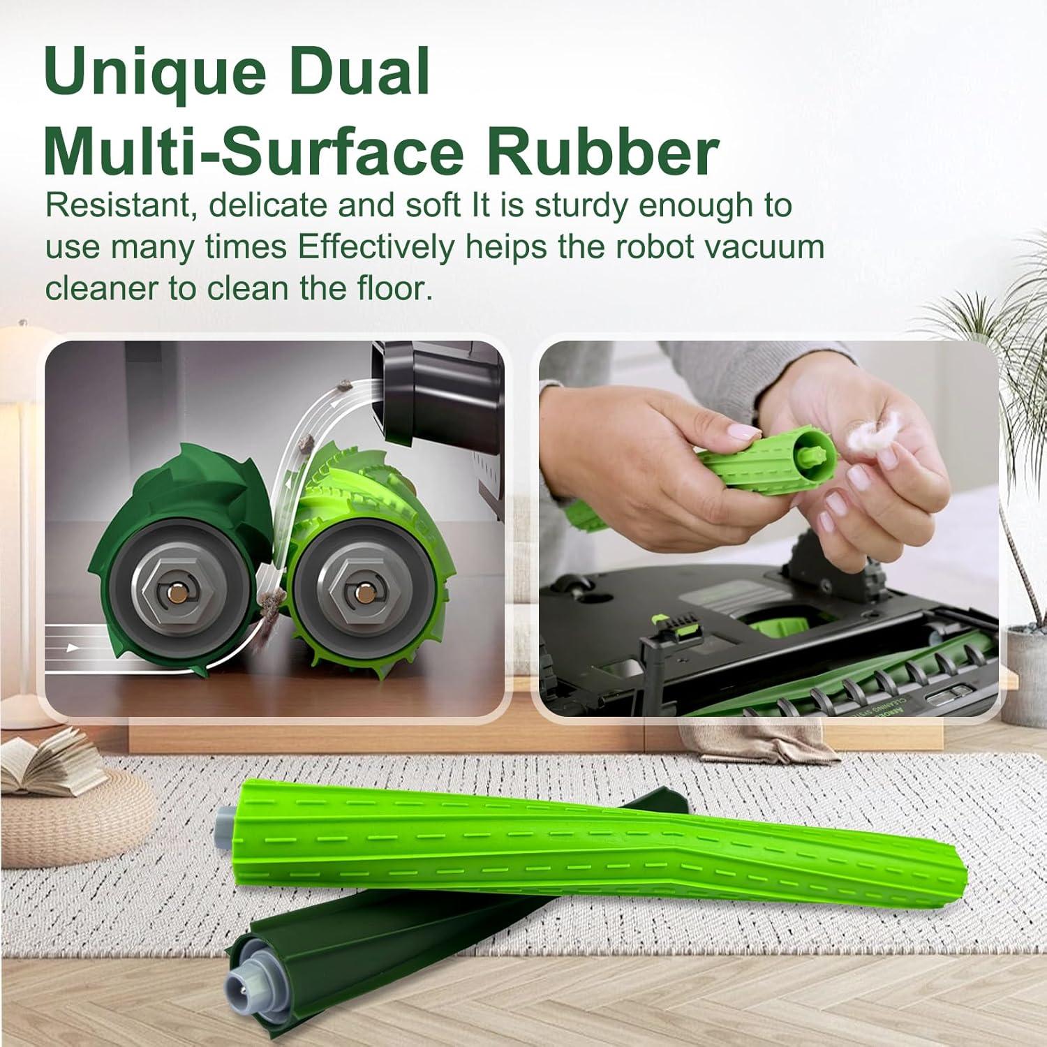 4 Cepillos de Goma Multi-Superficie MIXEAL para iRobot Roomba s9