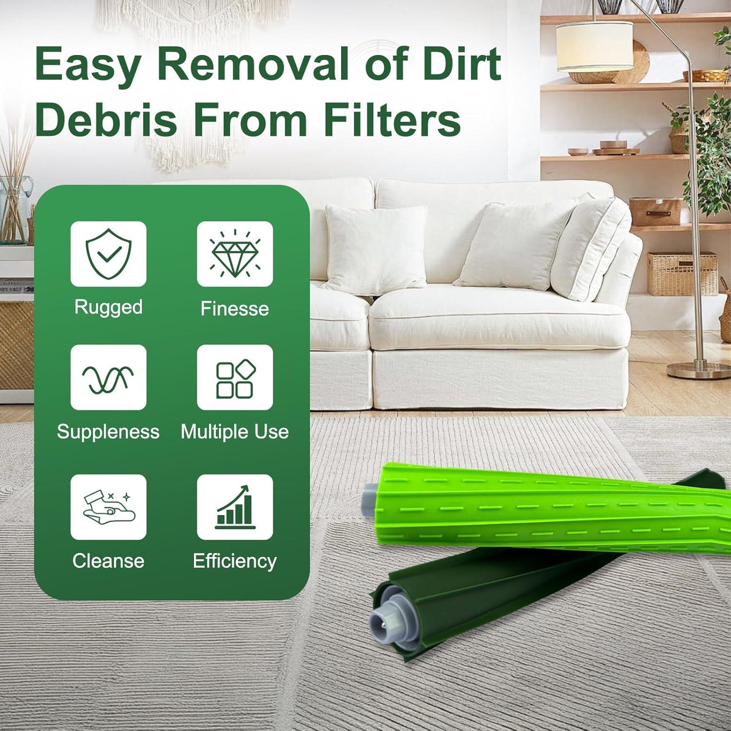 4 Cepillos de Goma Multi-Superficie MIXEAL para iRobot Roomba s9