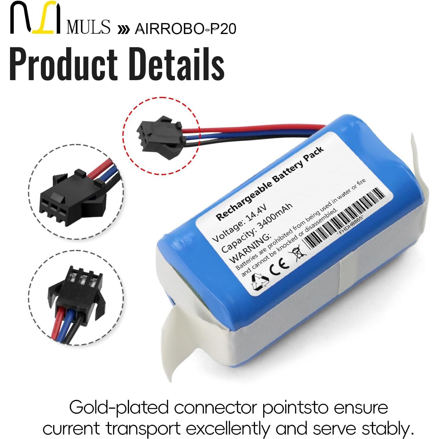 Batería Recargable MULS 3400mAh 14.4V para AIRROBO P20
