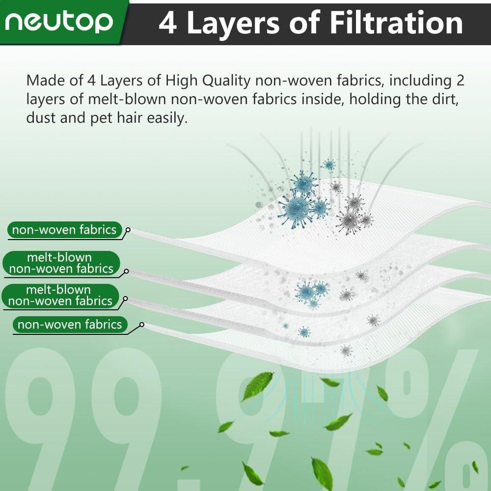 Neutop Disposable Dust Bags Compatible with Roborock S7, S7+, T7S Plus, S70, S75, S7 MaxV Plus, Robot Vacuum Cleaner, Auto-Empty Dock Replacement Parts Accessories,12-Pack.