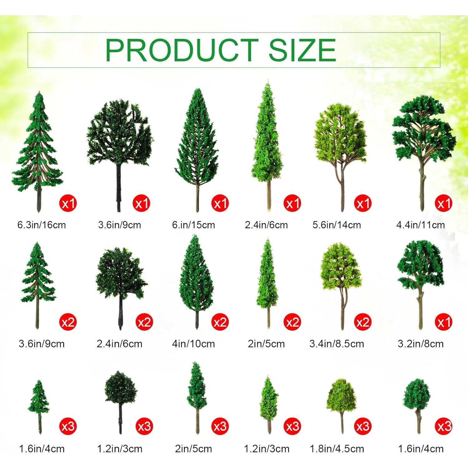 Skylety 35 Piezas Árboles Miniatura 3-16 cm Decoración