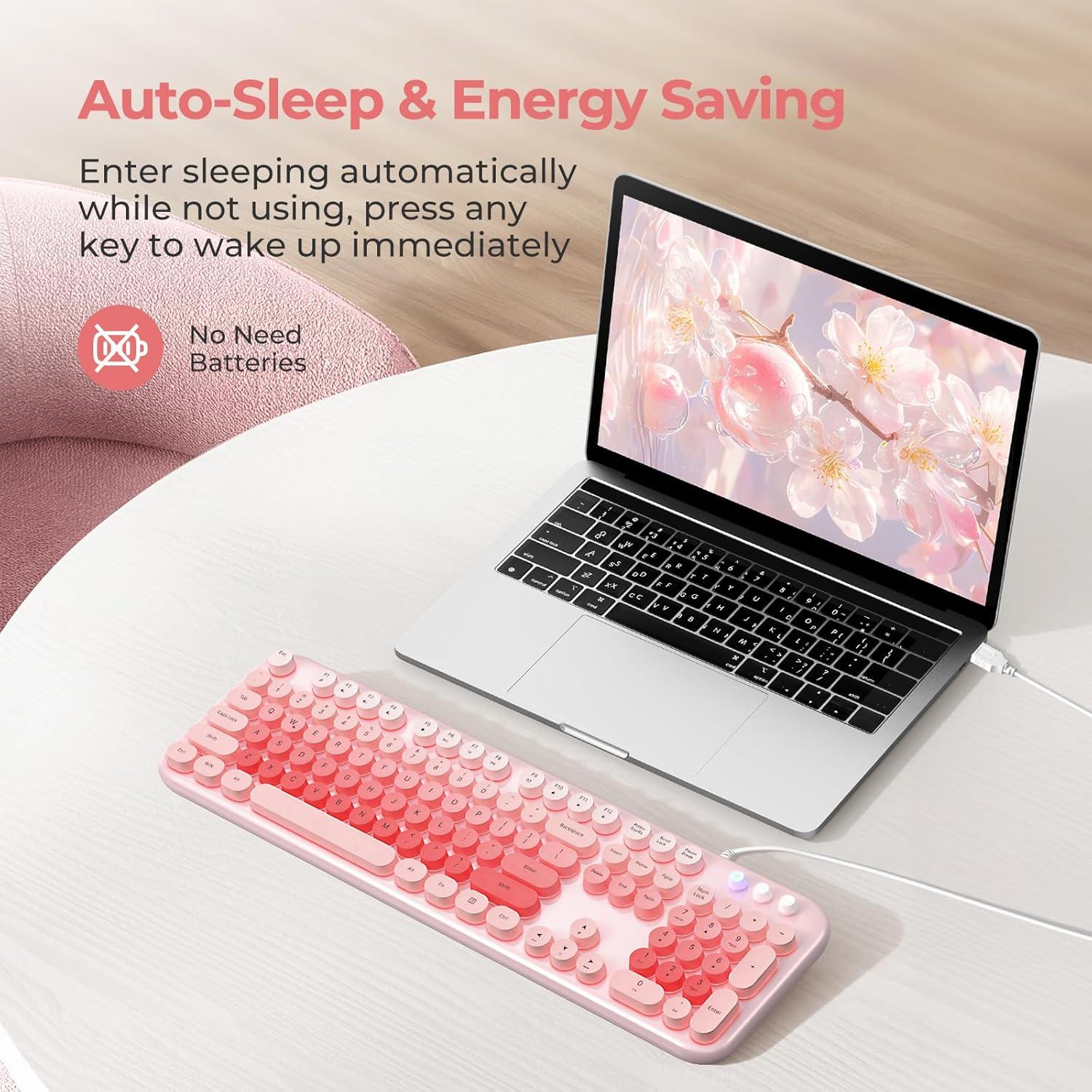 Teclado Retroiluminado USB Atelus Rosa con Teclas Multimedia