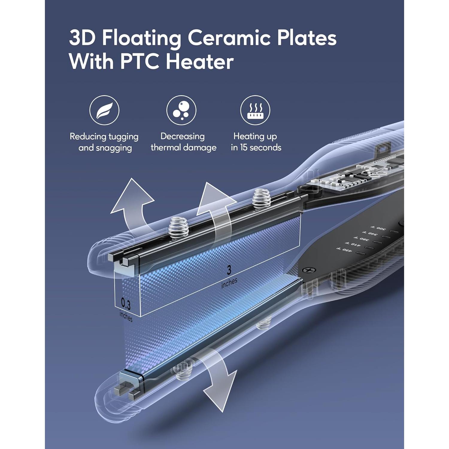 Plancha Plana Wavytalk M7-N Mini Alisador 0,79 cm Negro