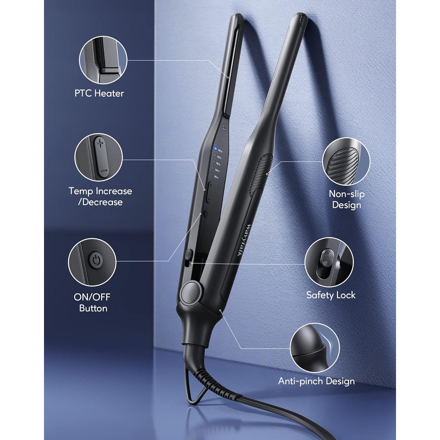 Plancha Plana Wavytalk M7-N Mini Alisador 0,79 cm Negro