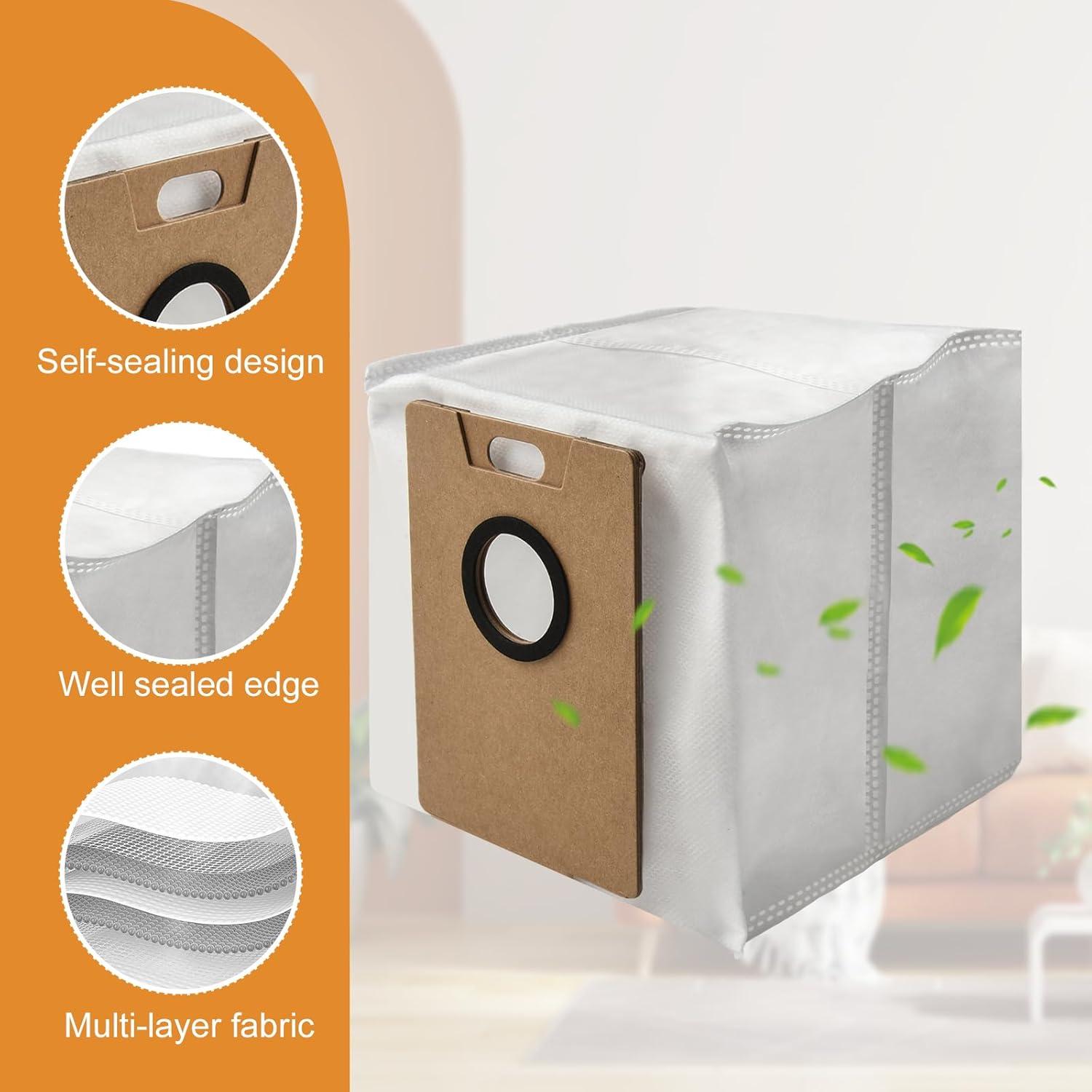 Dust Collection Bags Compatible For Tapo RV30 Max Plus RV20 Max Plus RVA202 Robot Vacuum, Non-Woven Filter Bags,3L Large Capacity Heavy Duty Bags For Home Vacuum