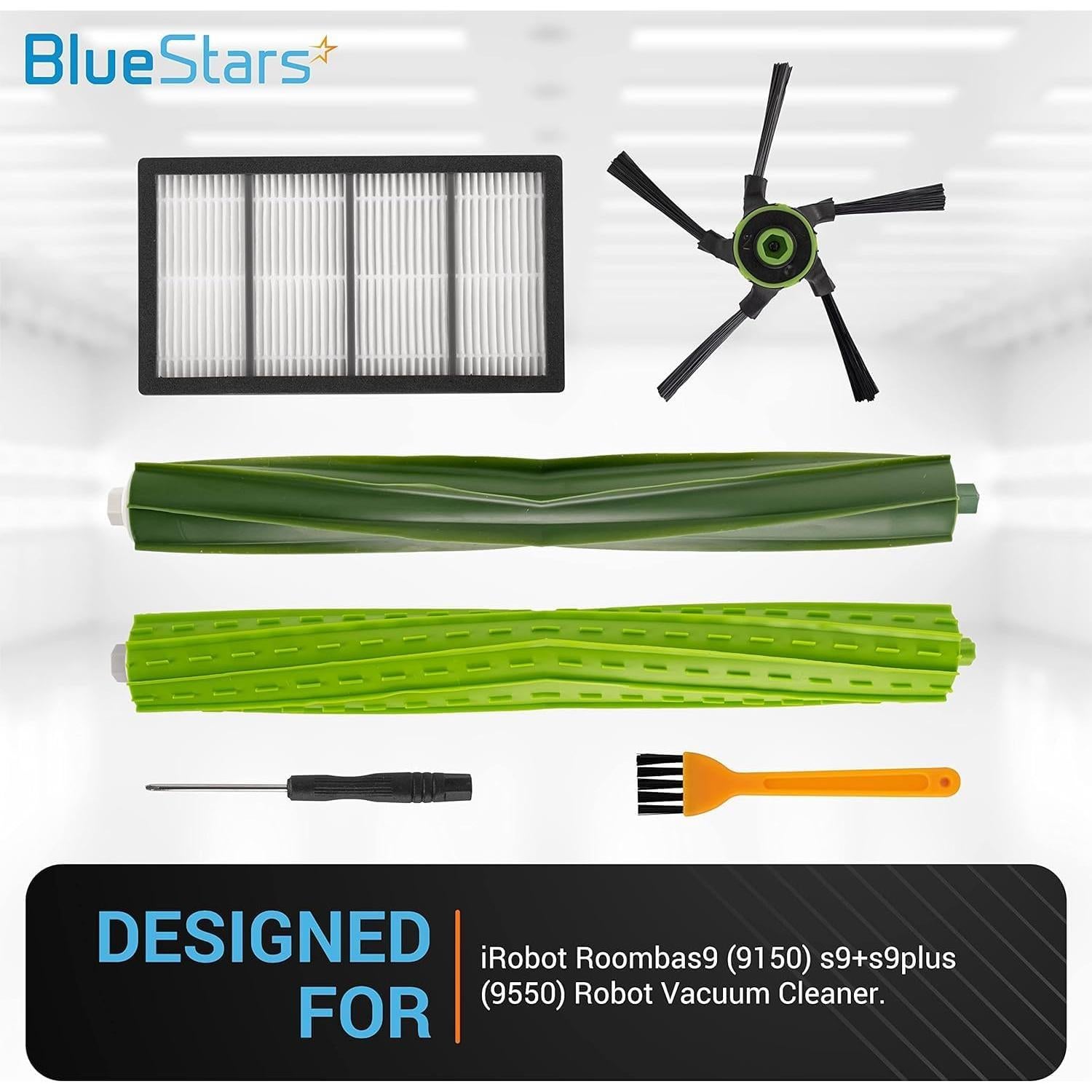 Kit de Repuestos BlueStars para iRobot Roomba s9 9150 - 2 Cepillos, 4 Filtros