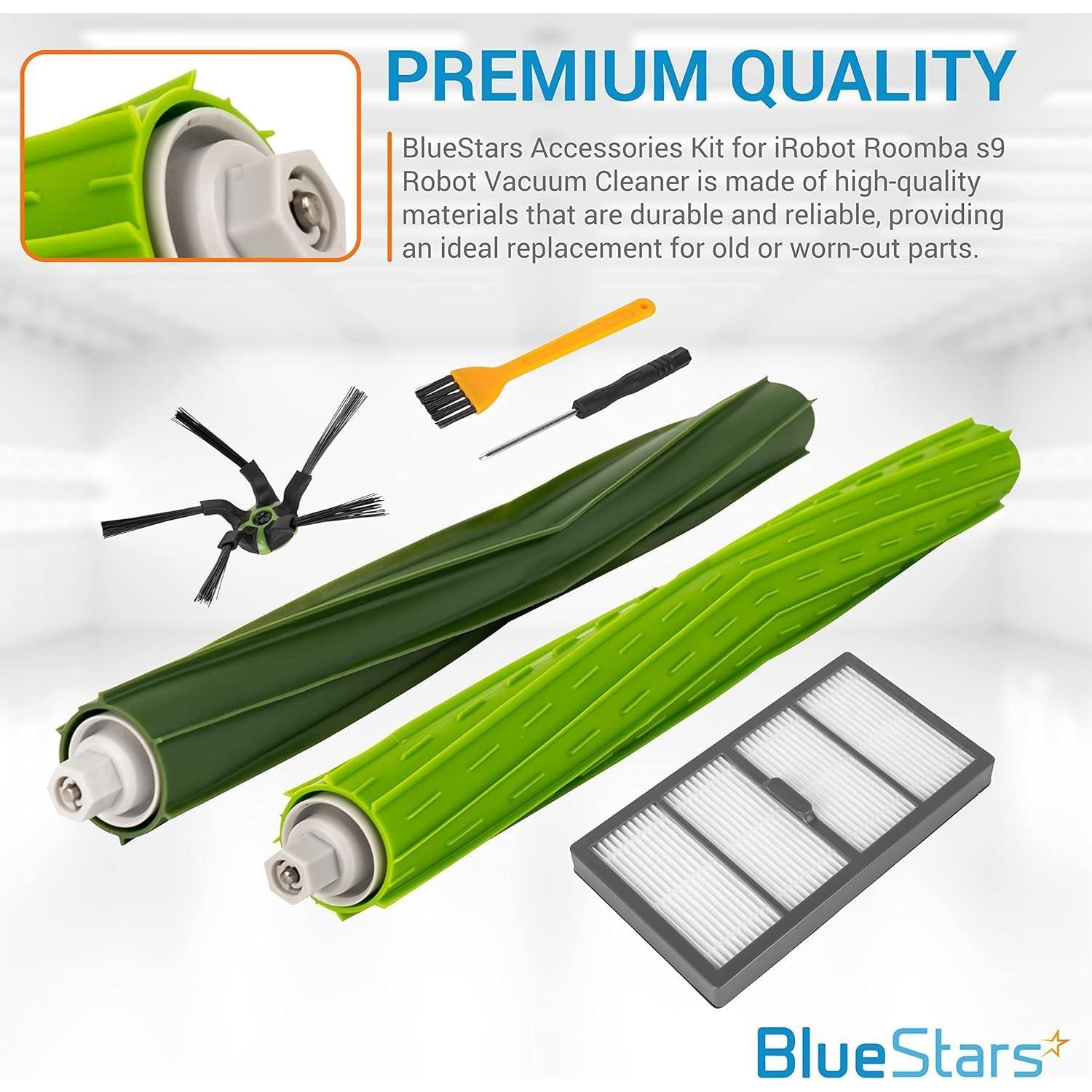 Kit de Repuestos BlueStars para iRobot Roomba s9 9150 - 2 Cepillos, 4 Filtros