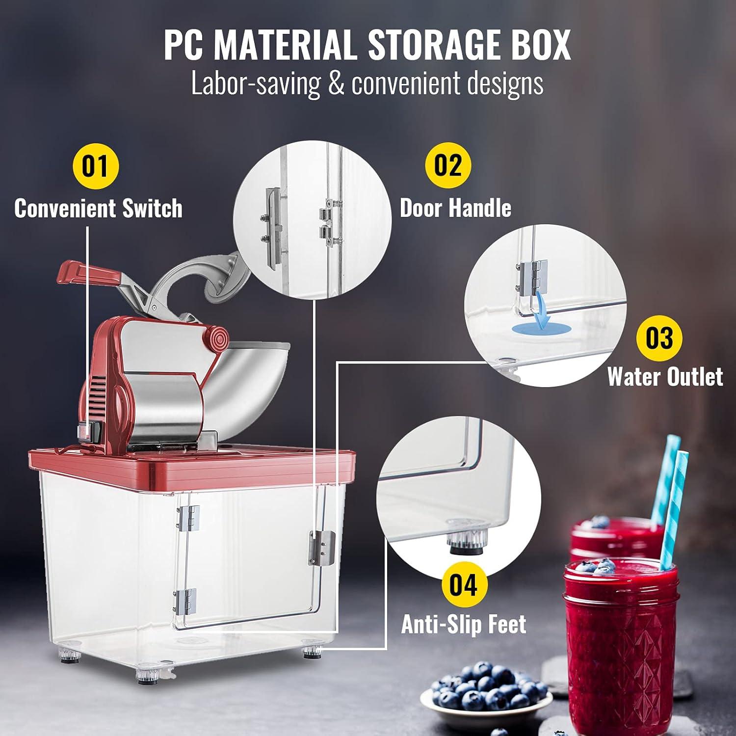 Máquina de Hielo VEVOR 300W 661 kg/h Doble Cuchilla 50L