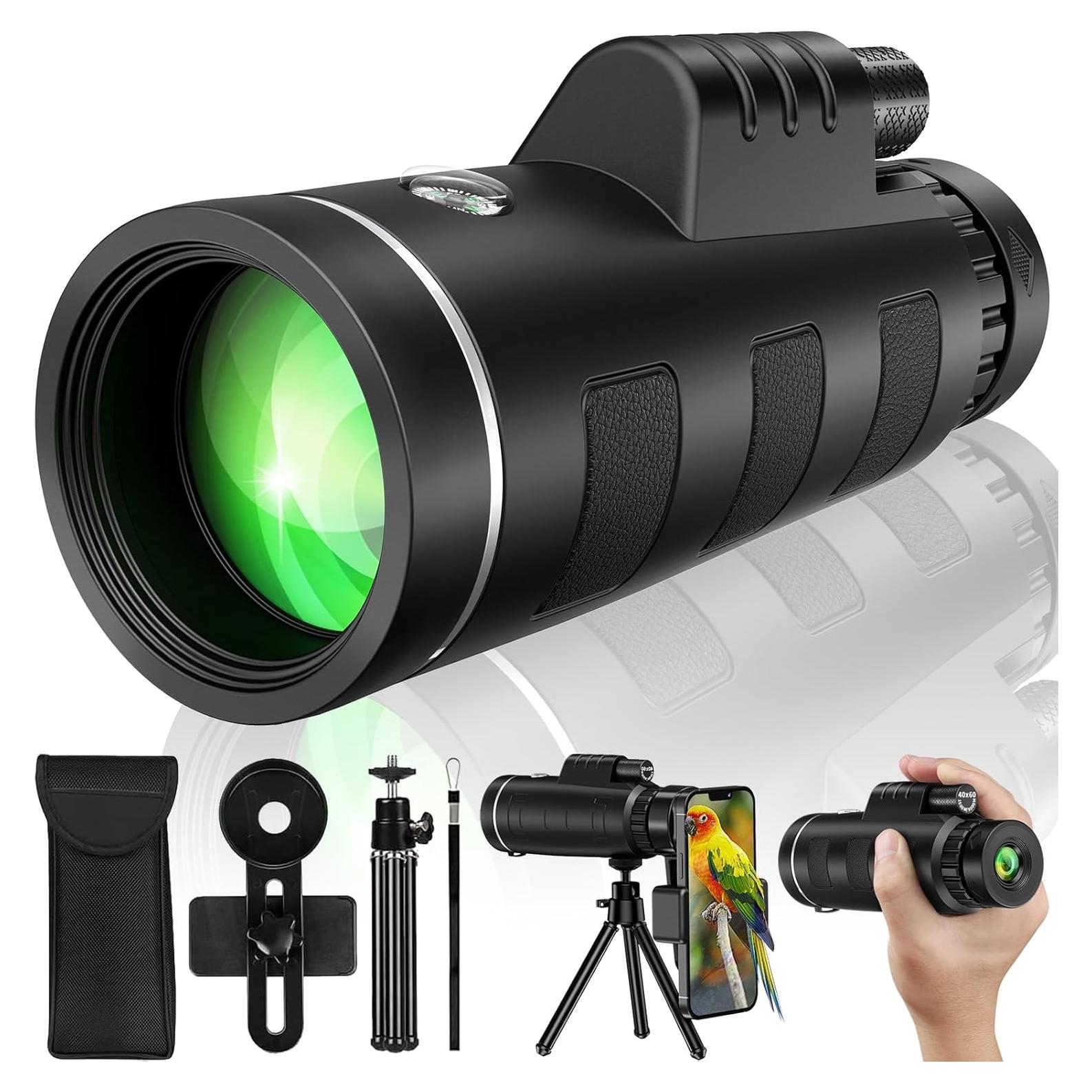 Telescopio Monocular YEGASS 40x60 con Adaptador para Smartphone