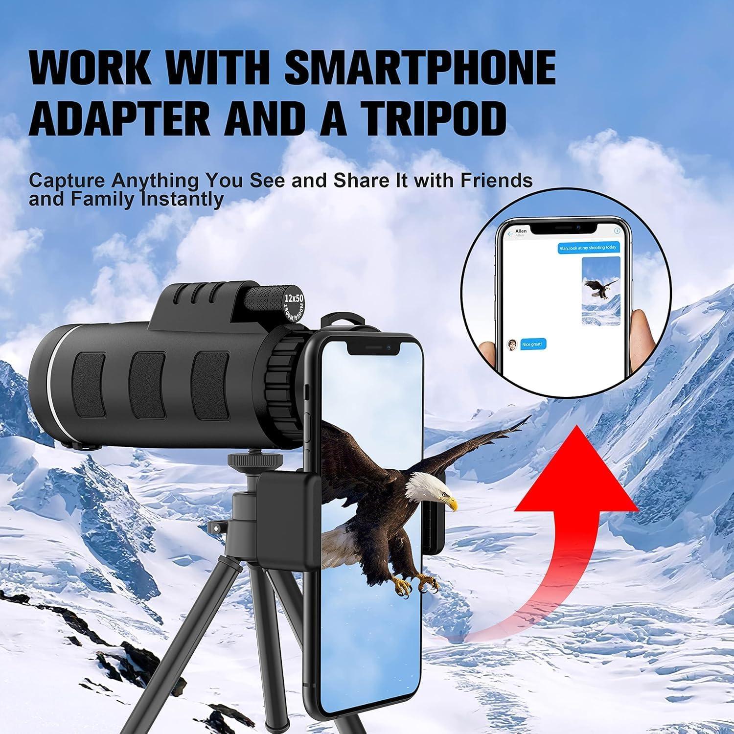 Telescopio Monocular YEGASS 40x60 con Adaptador para Smartphone