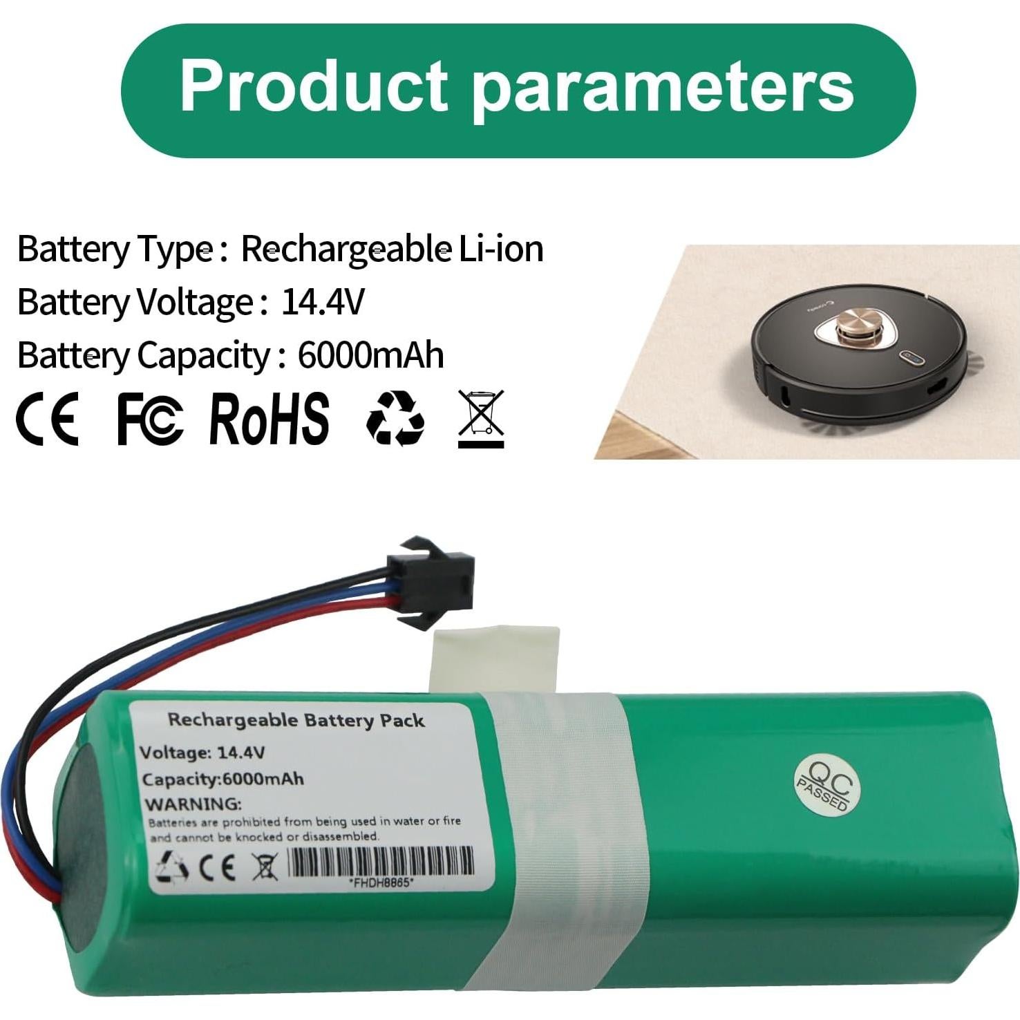 Batería de Reemplazo 6000mAh Coredy L900 L900W L900X