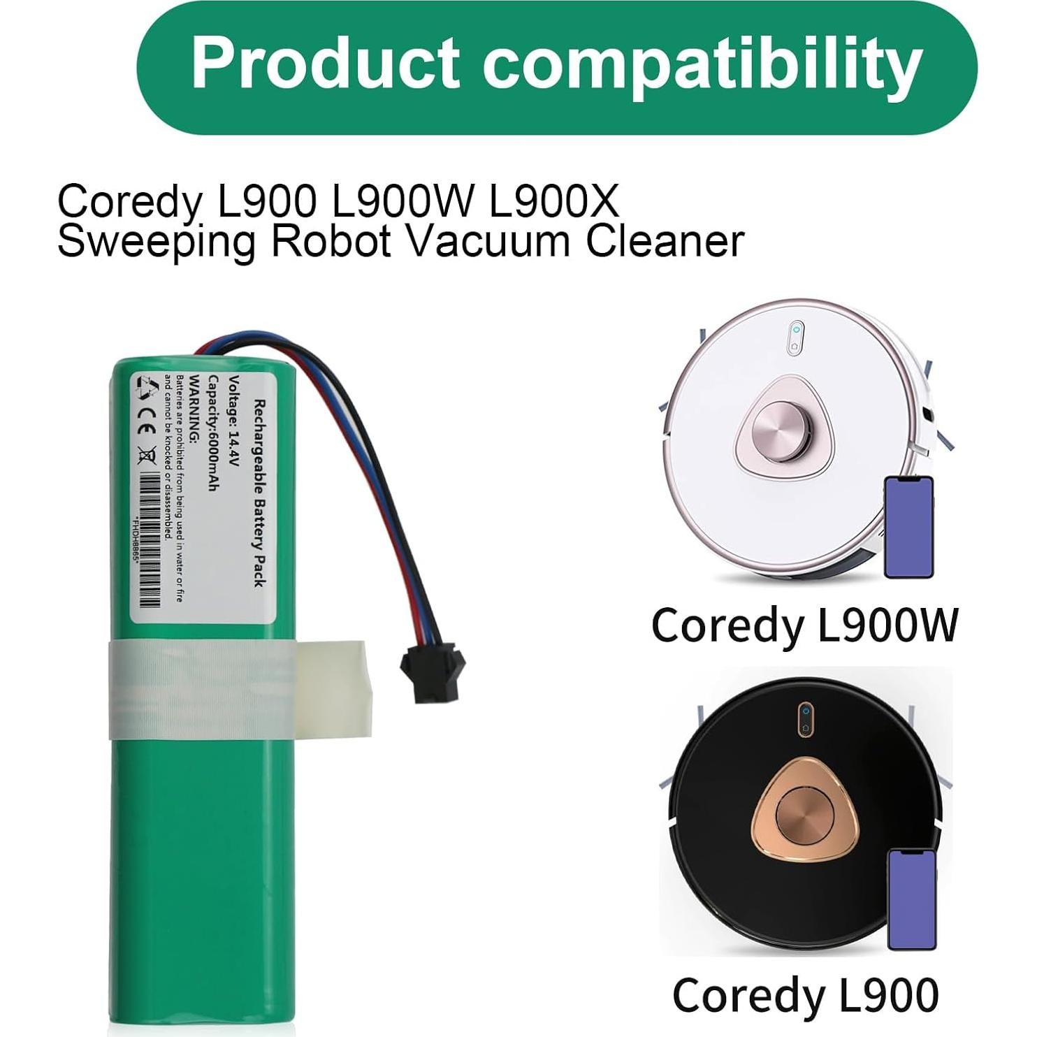 Batería de Reemplazo 6000mAh Coredy L900 L900W L900X