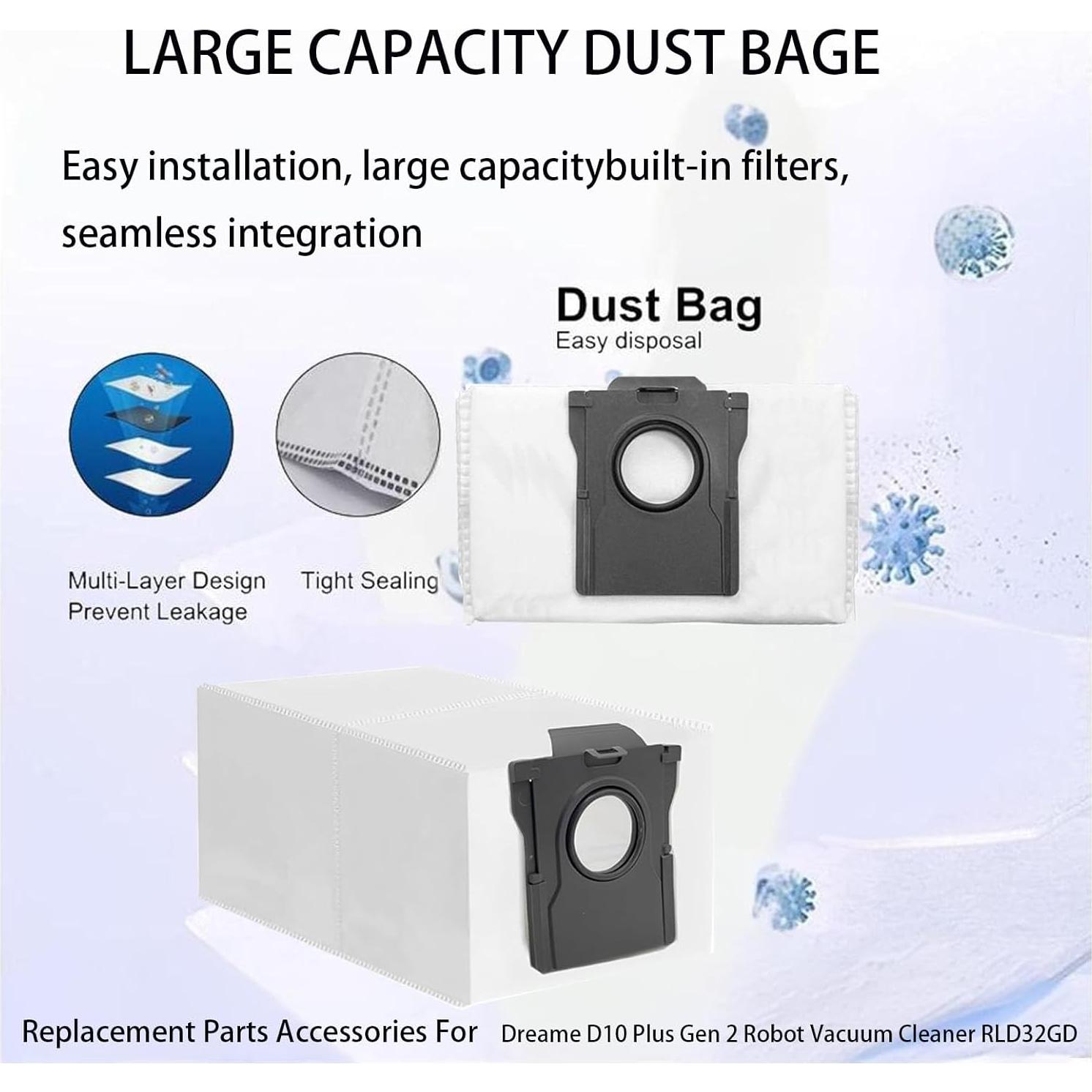 Bolsas de Polvo Jpbaisqic para Aspiradora Dreame D10 Plus Gen 2 - 9 Piezas