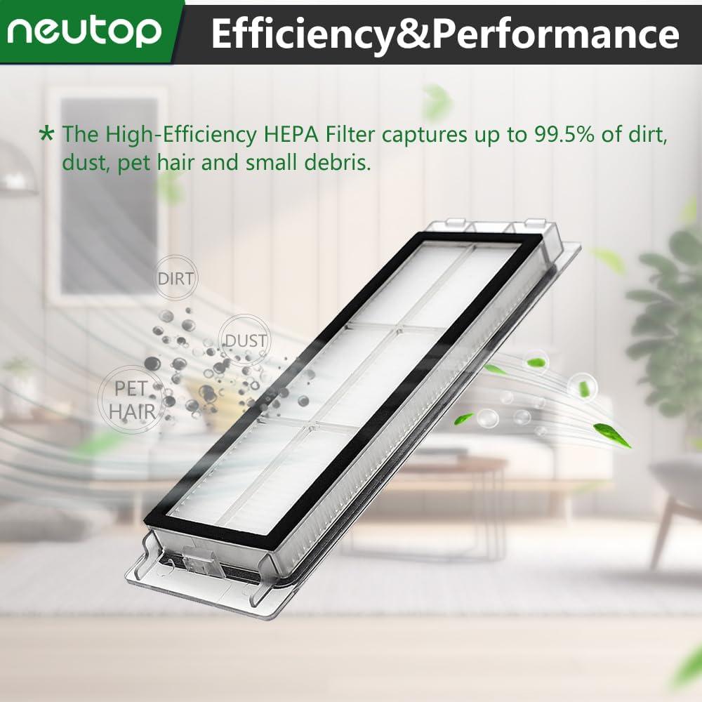 Neutop Replacement Accessories Kit Compatible with Roborock S6 S6 Pure S5 S5 Max S4 E4 E20 E25 E35 C10 S50 Robot Vacuum Parts with 2 Main Brush 4 Filter 4 Side Brush 1 Cleaning Tool