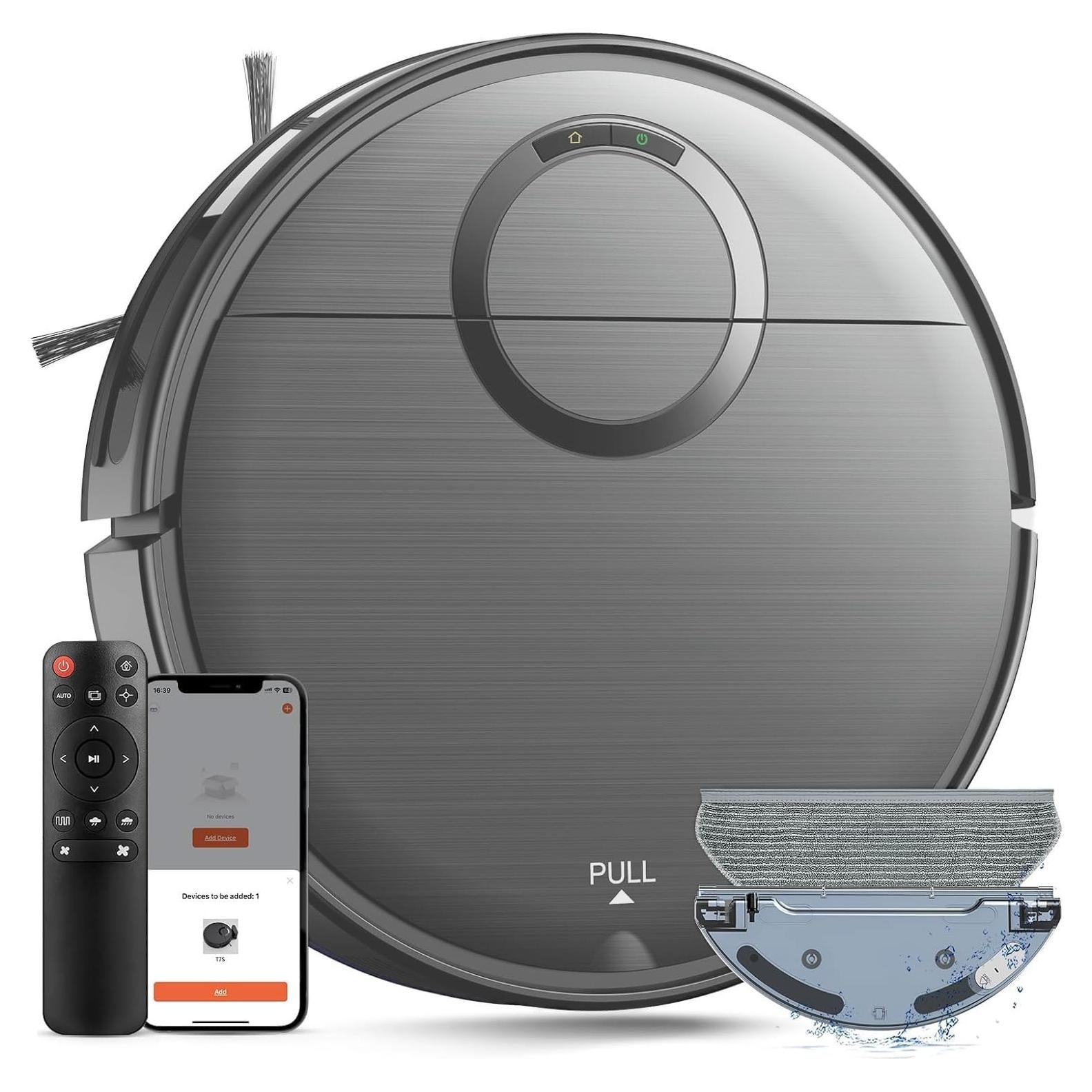 MAMNV Robot Vacuum and Mop Combo, 2 in 1 Mopping Robotic Vacuum Cleaner with Max Suction 2000Pa, Schedule, Wi-Fi/App/Remote, Self-Charging, Slim, Ideal for Pet Hair, Low-Pile Carpet, Hard Floor