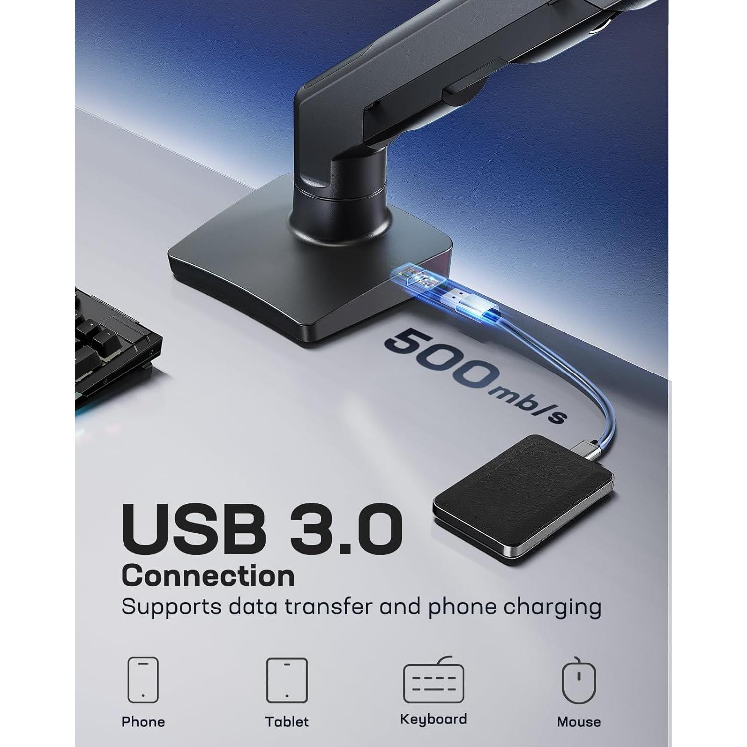 Brazo de Monitor HUANUO Ajustable para Pantallas 49" Negro