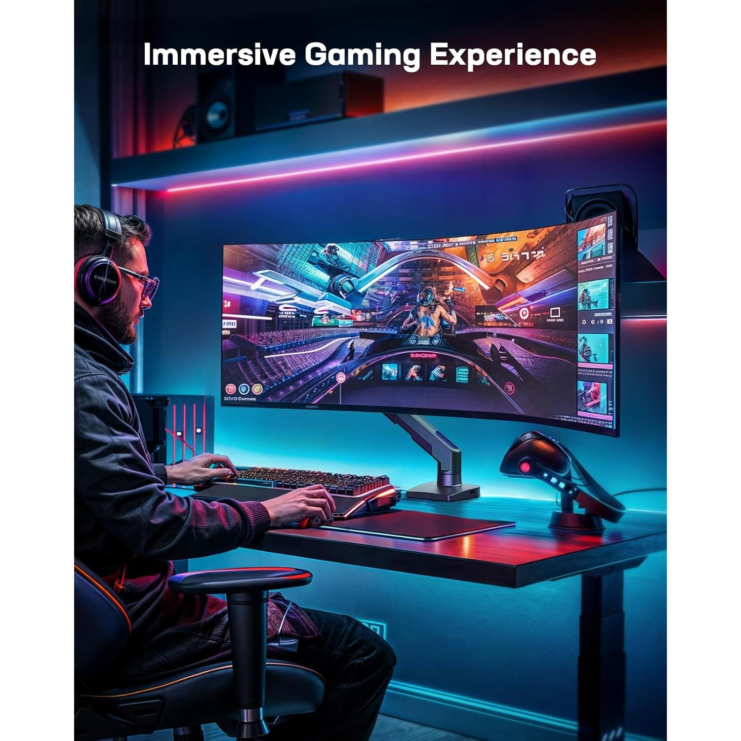 Brazo de Monitor HUANUO Ajustable para Pantallas 49" Negro