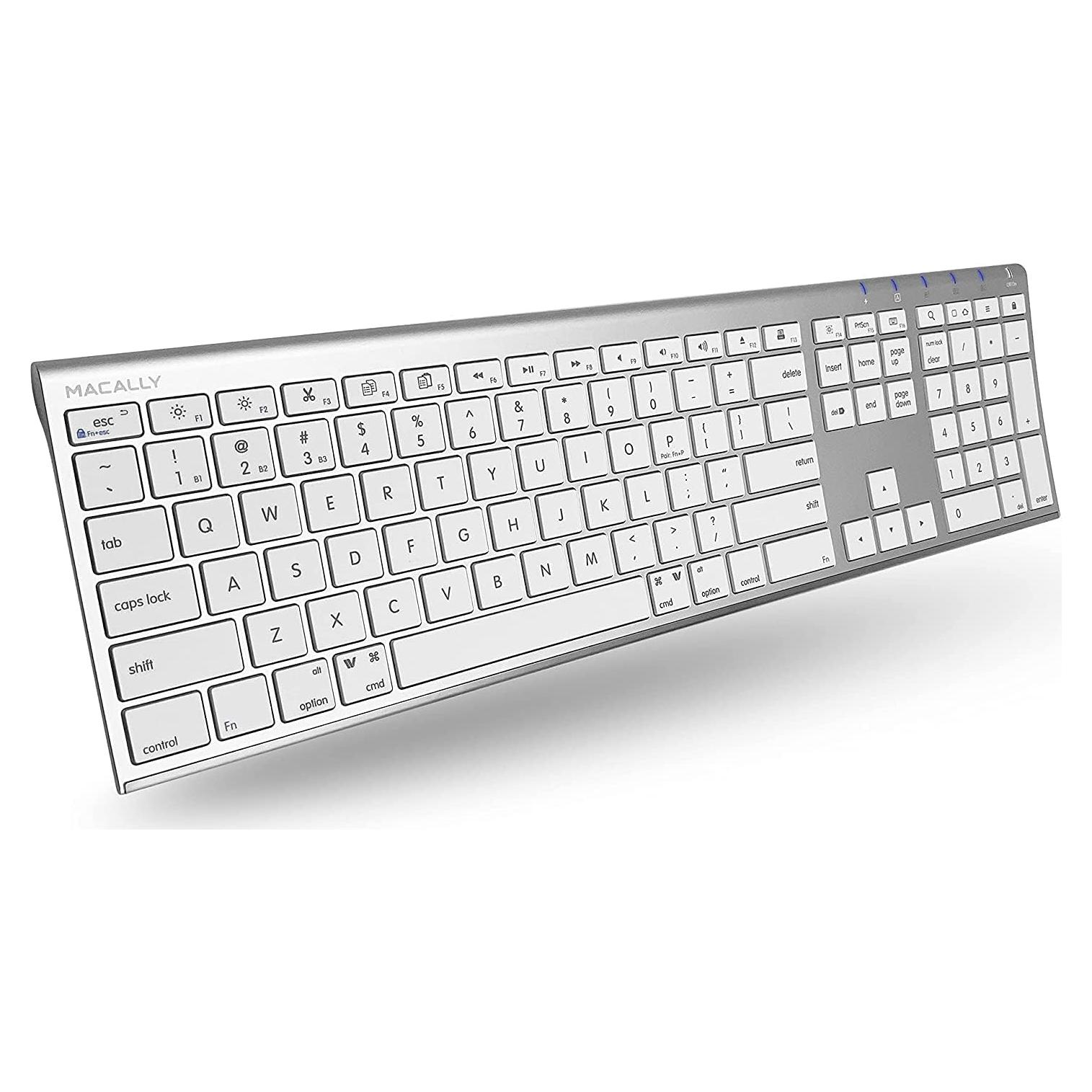 Teclado Bluetooth Inalámbrico Macally Plata - Multi-Dispositivo