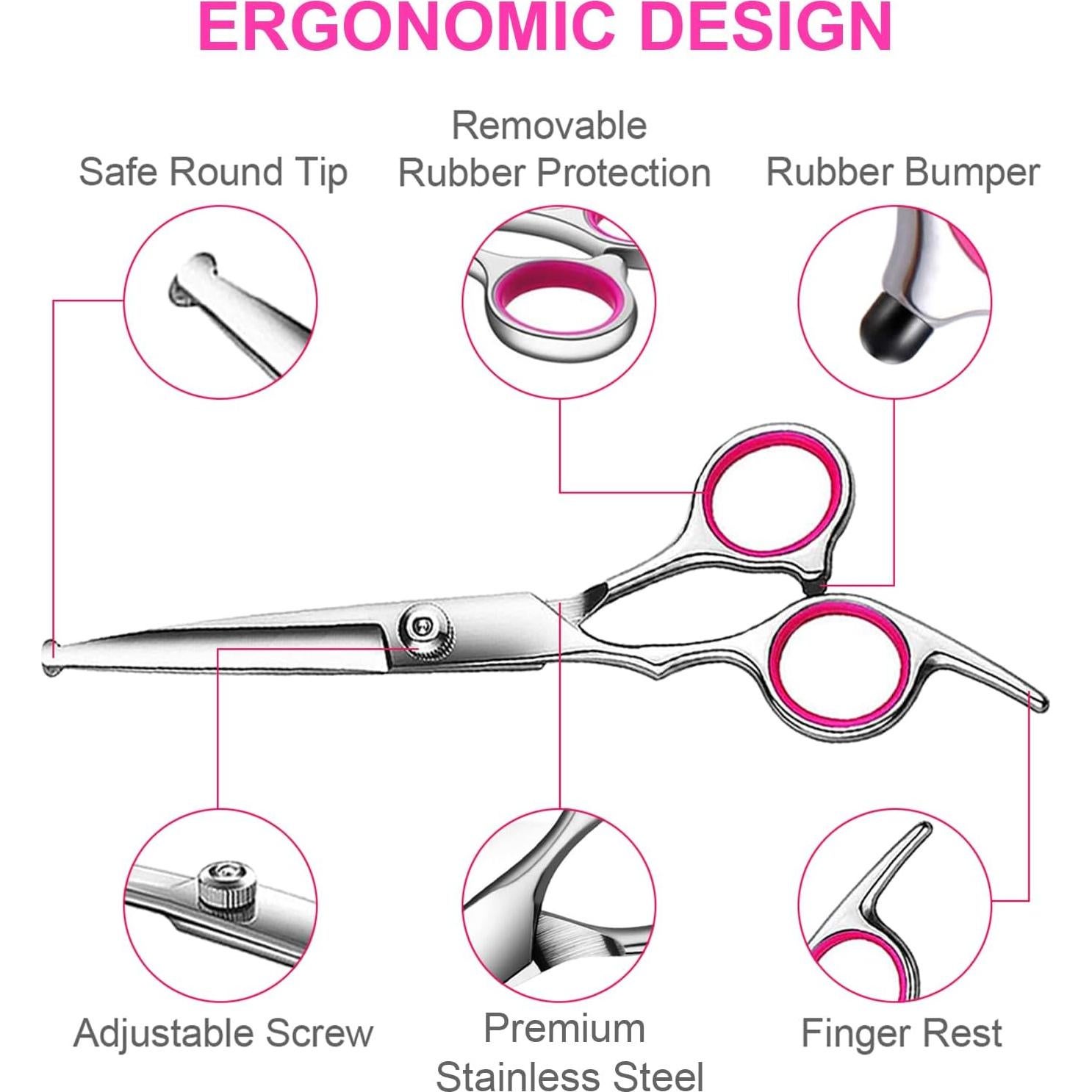 Kit de Tijeras para Perros 5 en 1 Mucheng Rosa