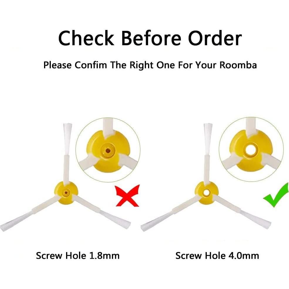 Paquete de 2 Cepillos Laterales 3 Brazos TODOO para i-Robot Roomba