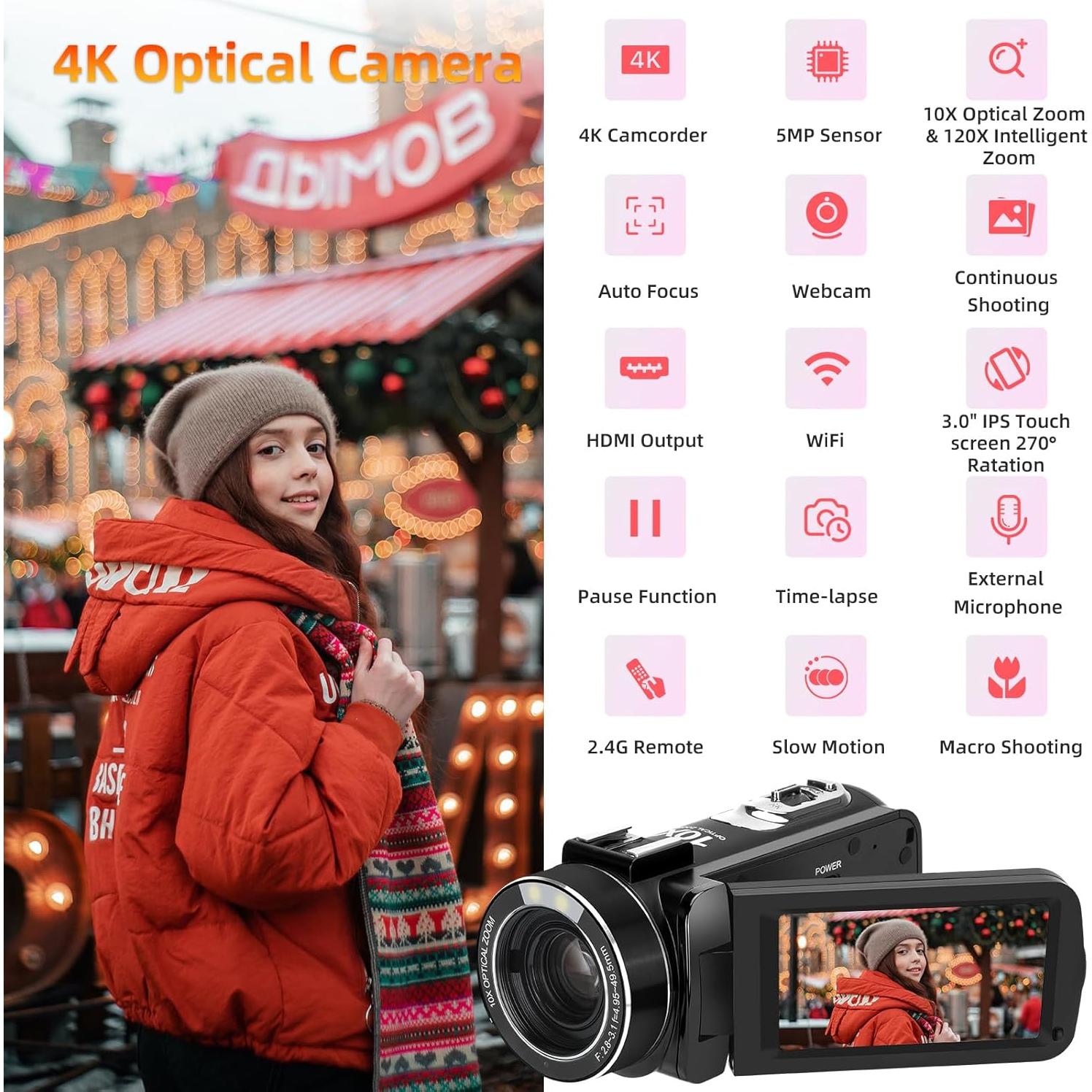 Cámara Camcorder 4K ORDRO Z88 30MP Zoom 10X WiFi