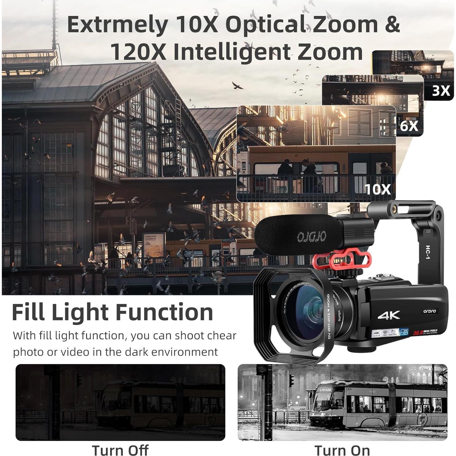 Cámara Camcorder 4K ORDRO Z88 30MP Zoom 10X WiFi