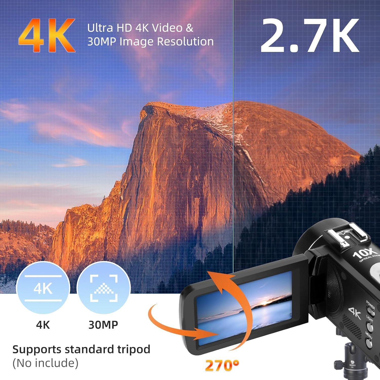 Cámara Camcorder 4K ORDRO Z88 30MP Zoom 10X WiFi