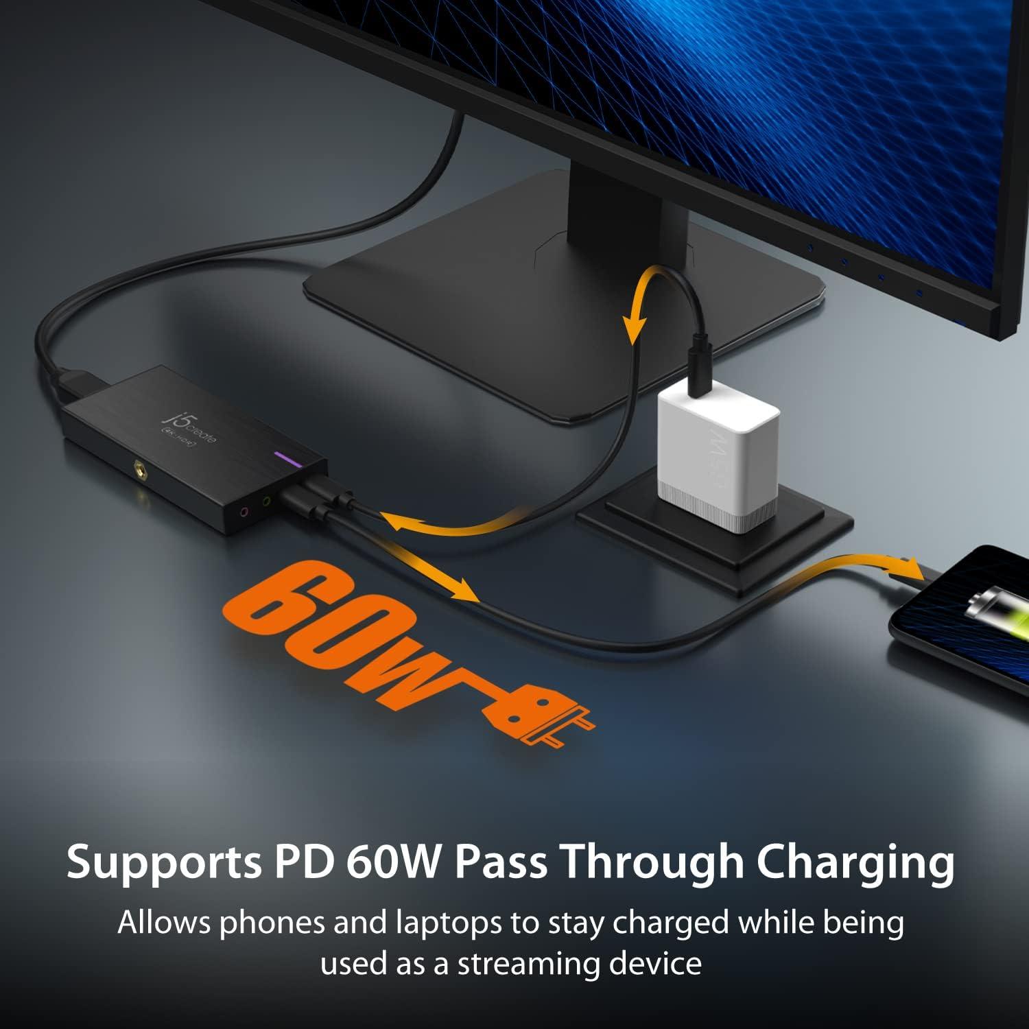 Tarjeta de Captura de Video 4K j5create JVA14 con Passthrough 60W