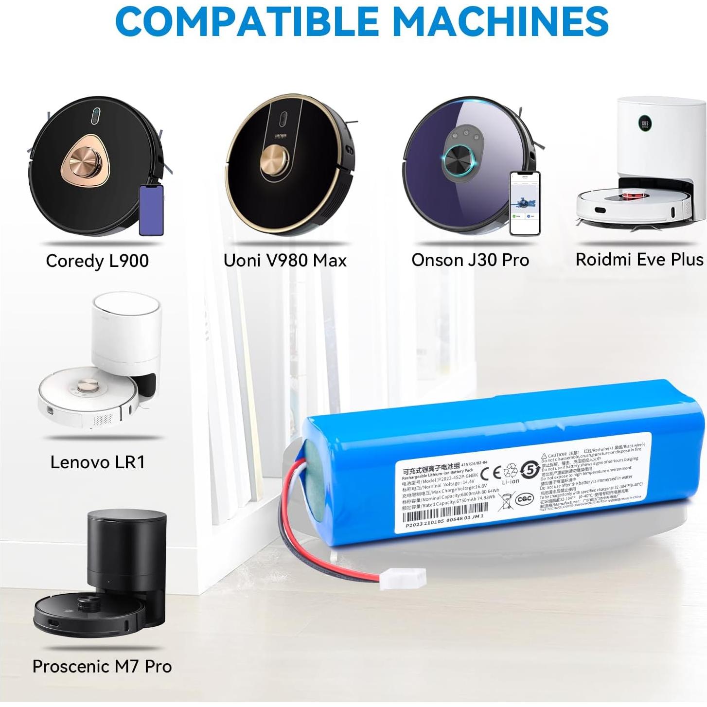 Batería de Reemplazo 6800mAh 14.4V para Robot Aspiradora Coredy L900