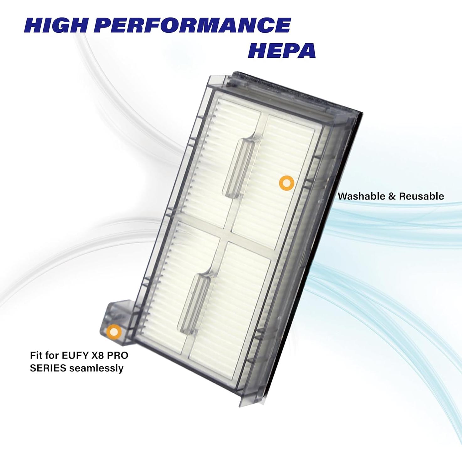 Piezas de Repuesto Eufy X8 Pro - 12PC Filtro Hepa y Barrido Lateral