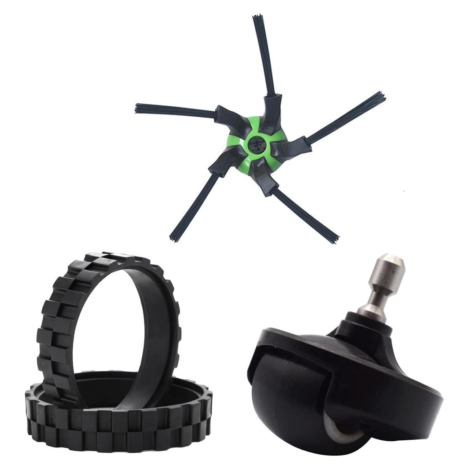 Piezas de Repuesto DrAer para iRobot Roomba S9/S9+ - 1 Rueda, 2 Neumáticos, 1 Cepillo Lateral