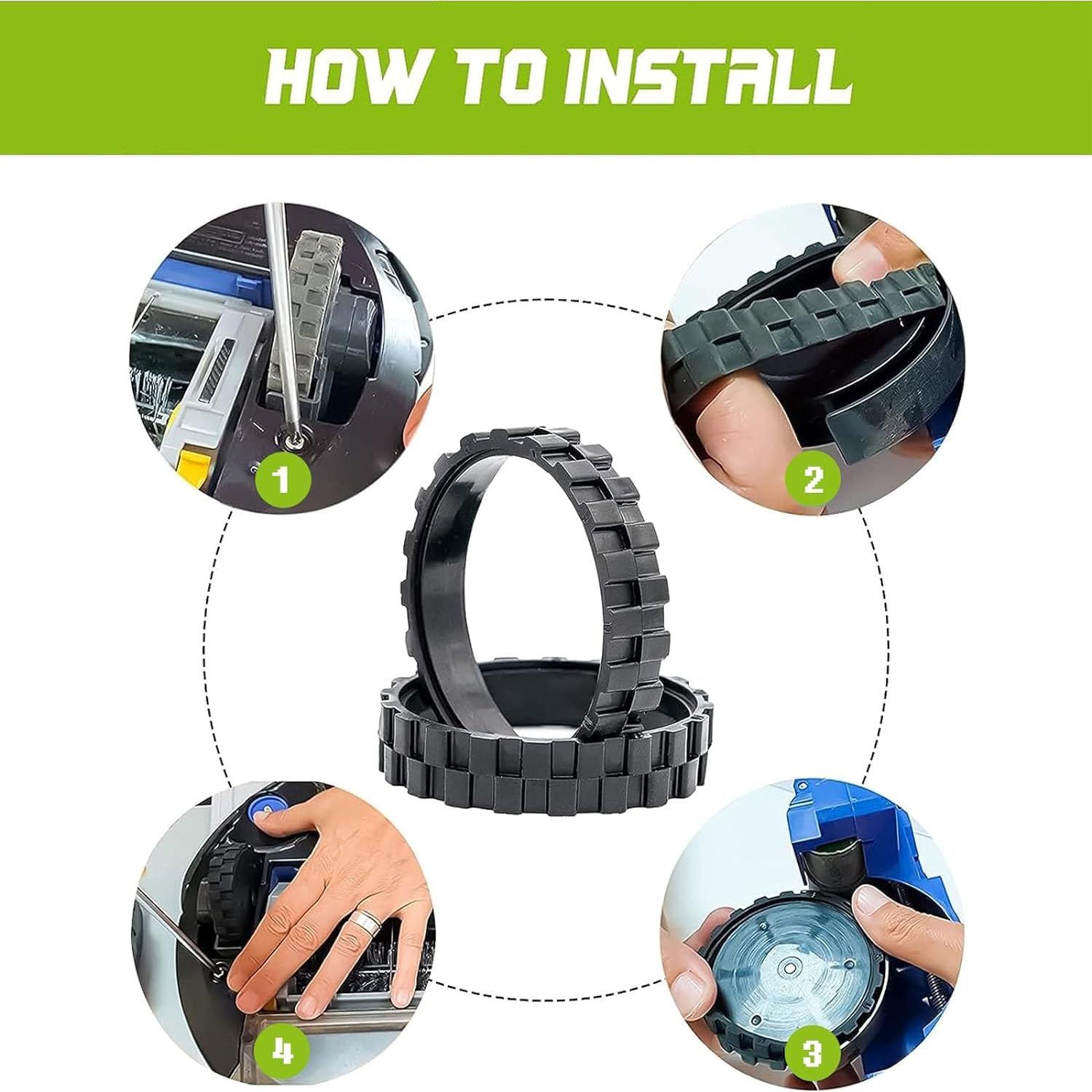 Piezas de Repuesto DrAer para iRobot Roomba S9/S9+ - 1 Rueda, 2 Neumáticos, 1 Cepillo Lateral