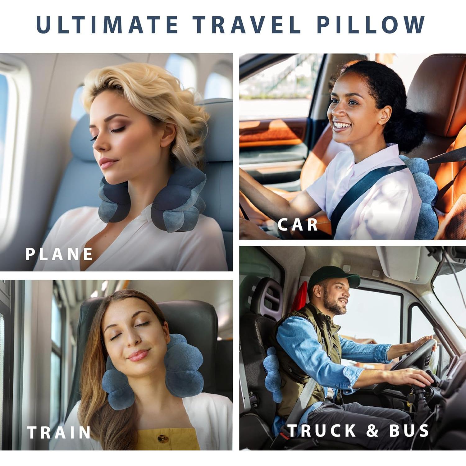 Almohada Total Pillow Donut Ajustable para Viaje - 2 Paquete Azul