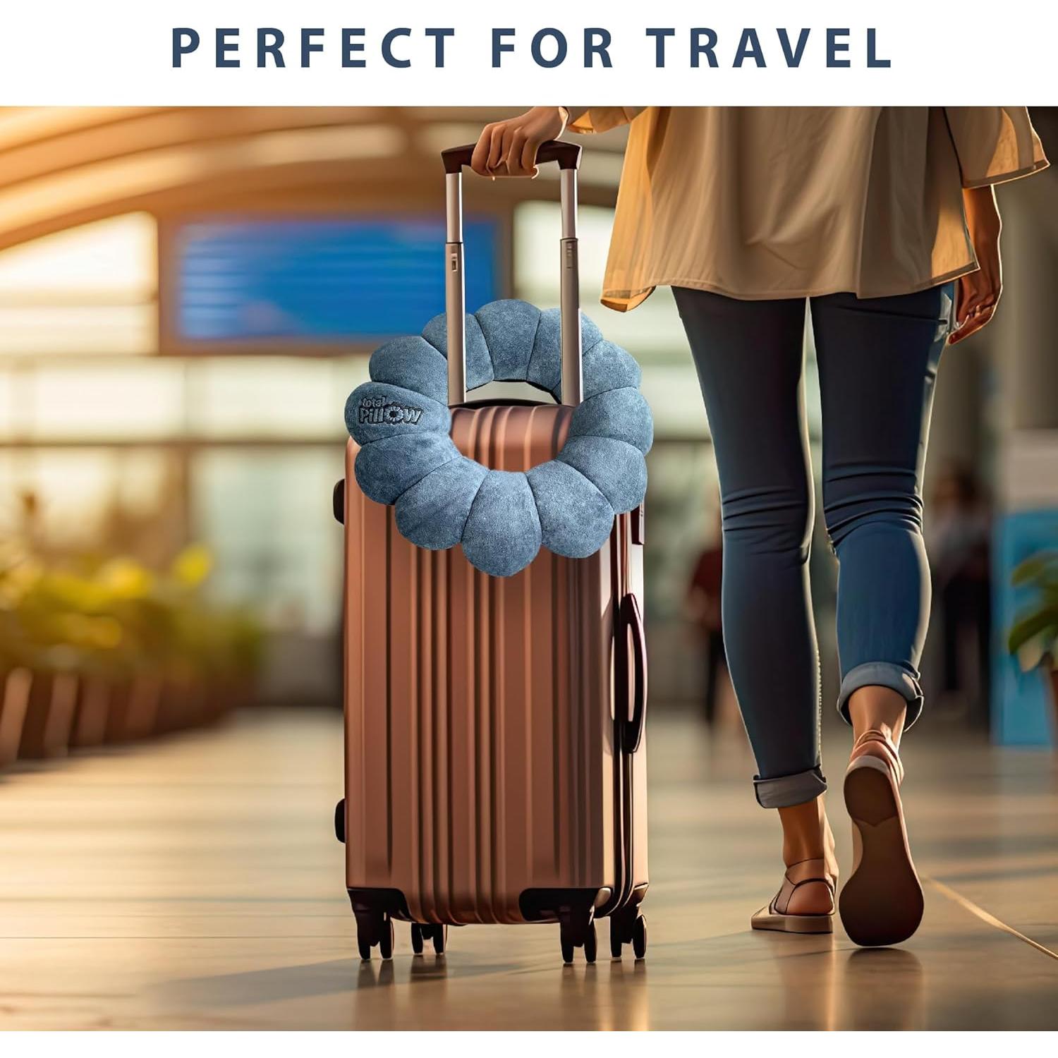 Almohada Total Pillow Donut Ajustable para Viaje - 2 Paquete Azul