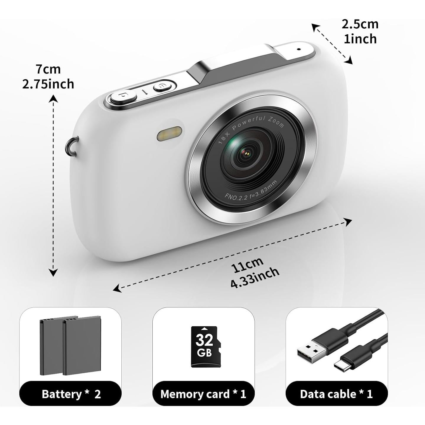Cámara Digital KOMERY G7A 4K 64MP Zoom 18X para Niños