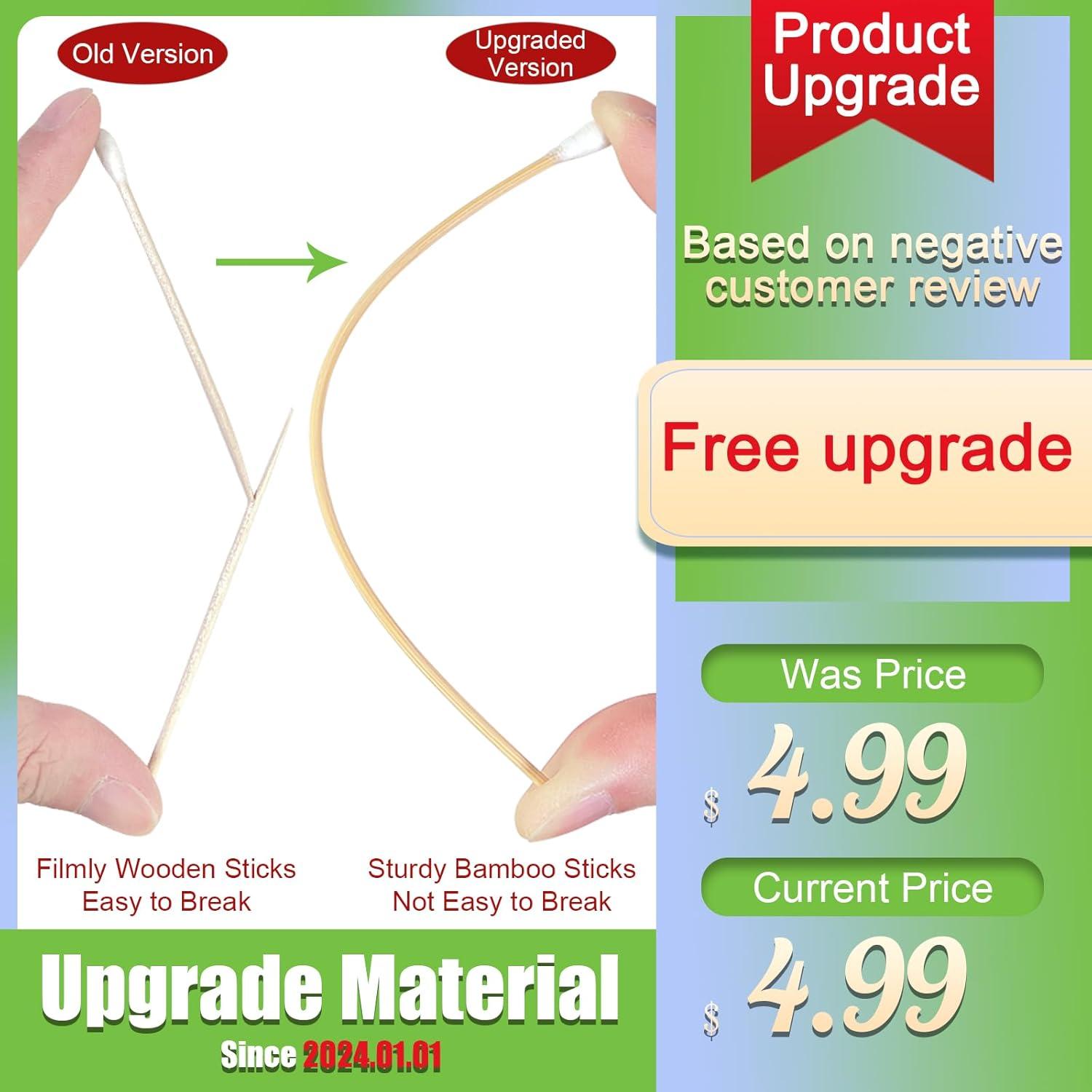 200 Bastones de Algodón Largos de Madera para Maquillaje