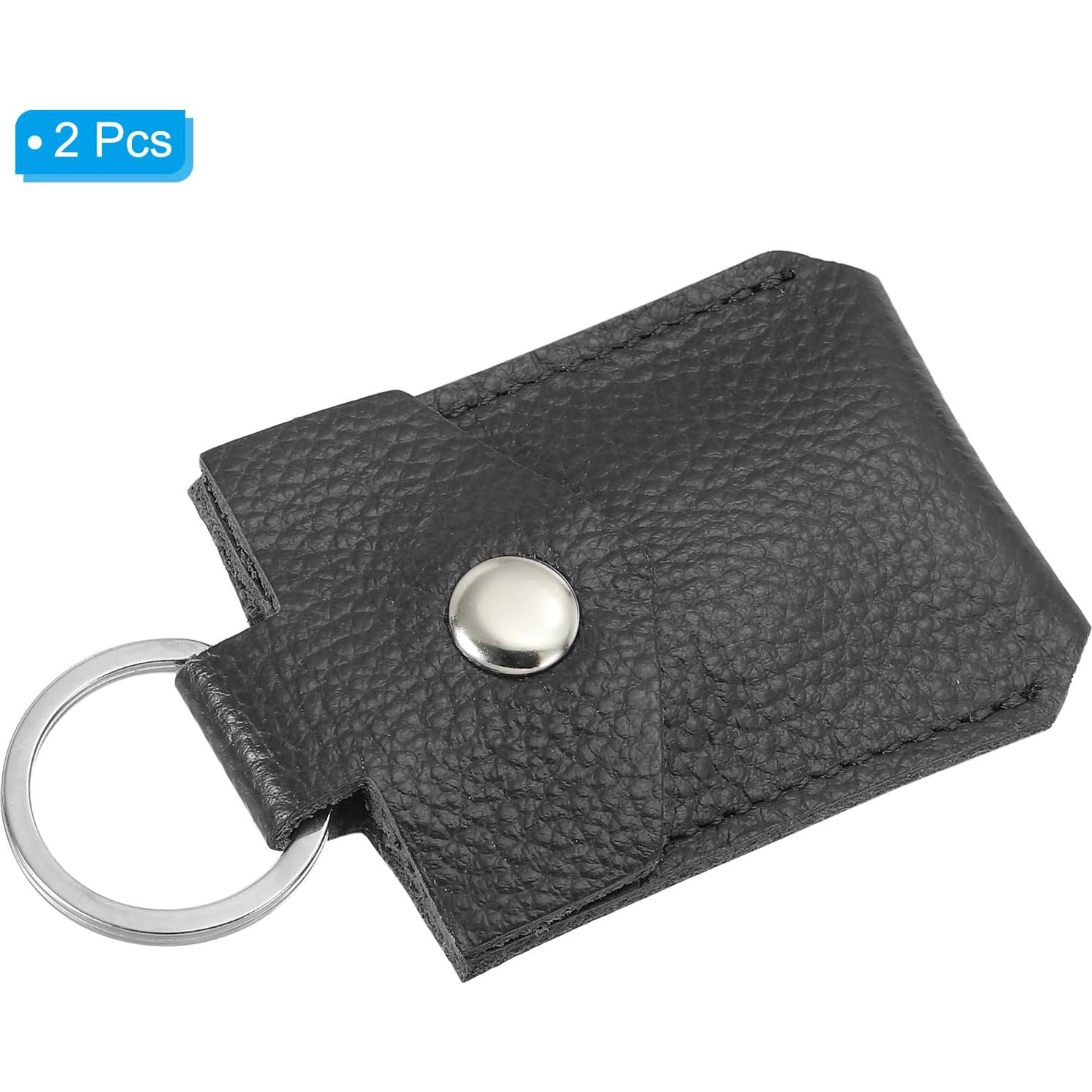 PATIKIL Leather Key Fob, Genuine Leather Keys Cover Portable Key Rings Air Tag Holder for Home Office Cars Keys Cards